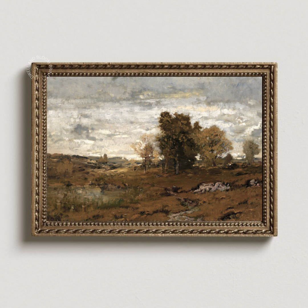 Vintage Country Landscape Wall Art | Vintage Autumn Landscape Painting