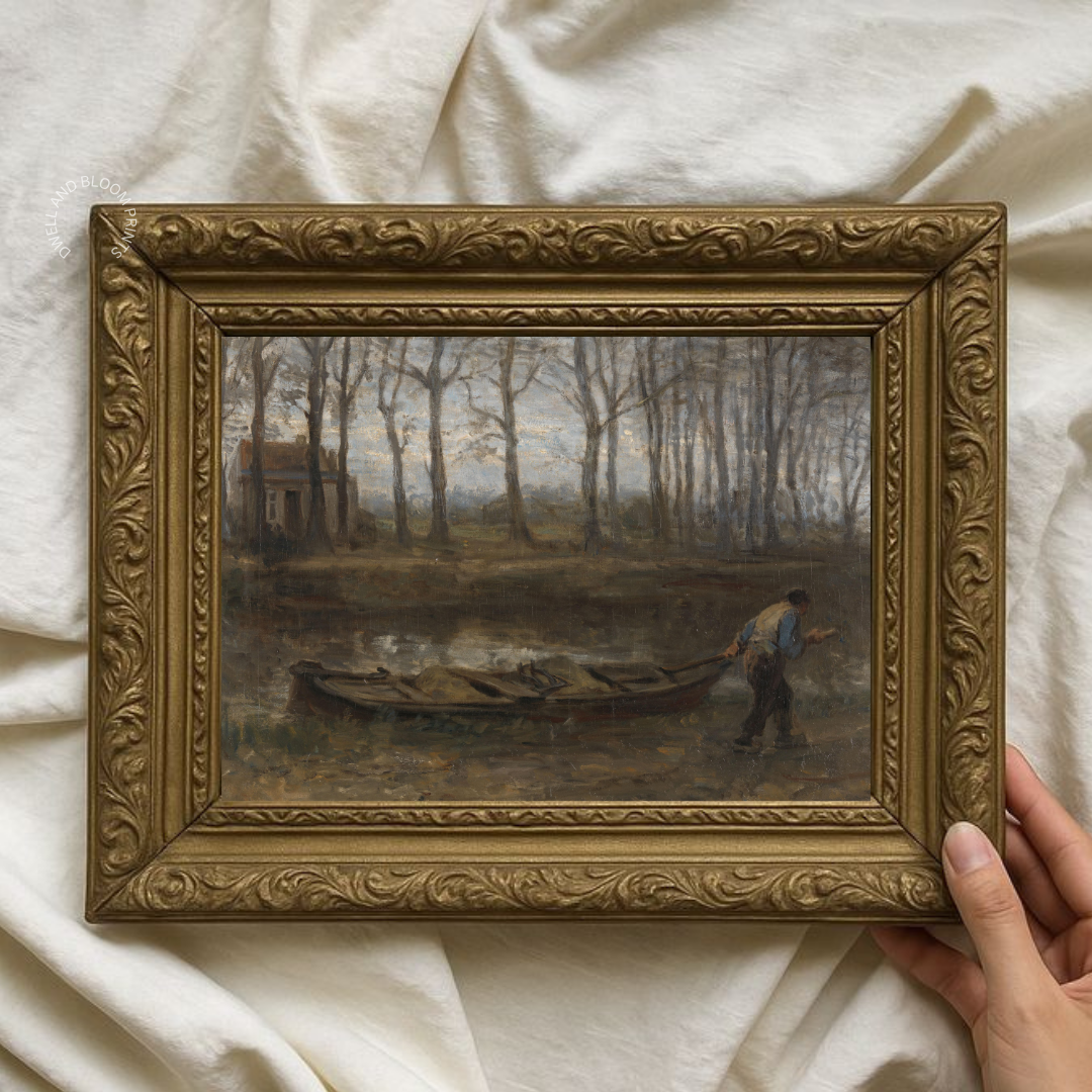 Vintage Landscape Painting | Moody Fall Landscape Art Print
