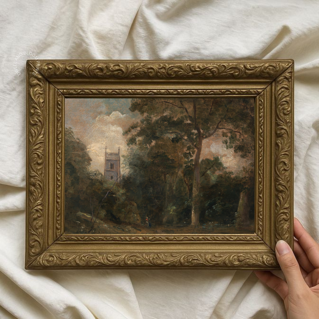 Vintage Castle Landscape Printable Wall Art | Moody Vintage Landscape Painting