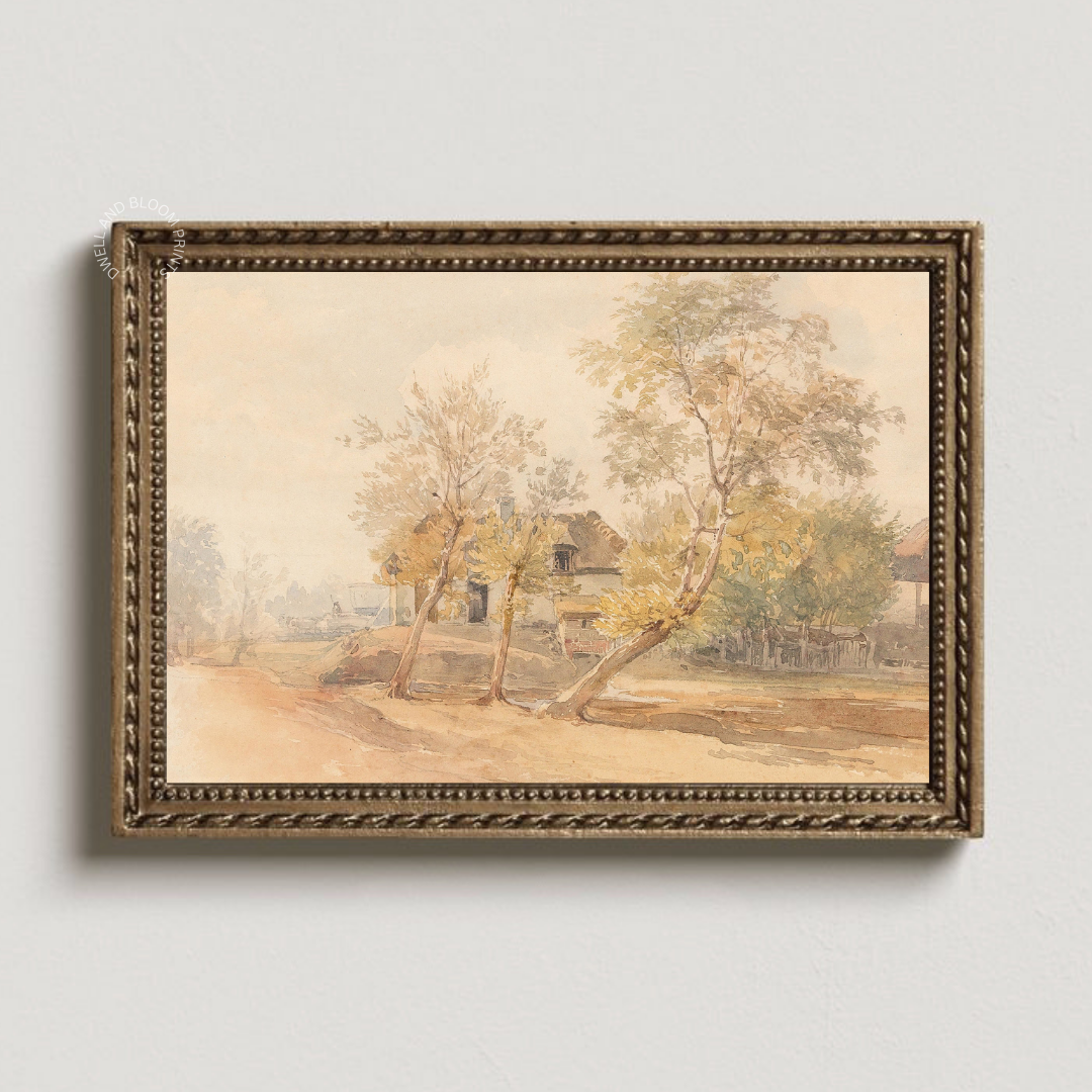 Vintage Fall Landscape Painting | Antique Autumn Landscape Art Print