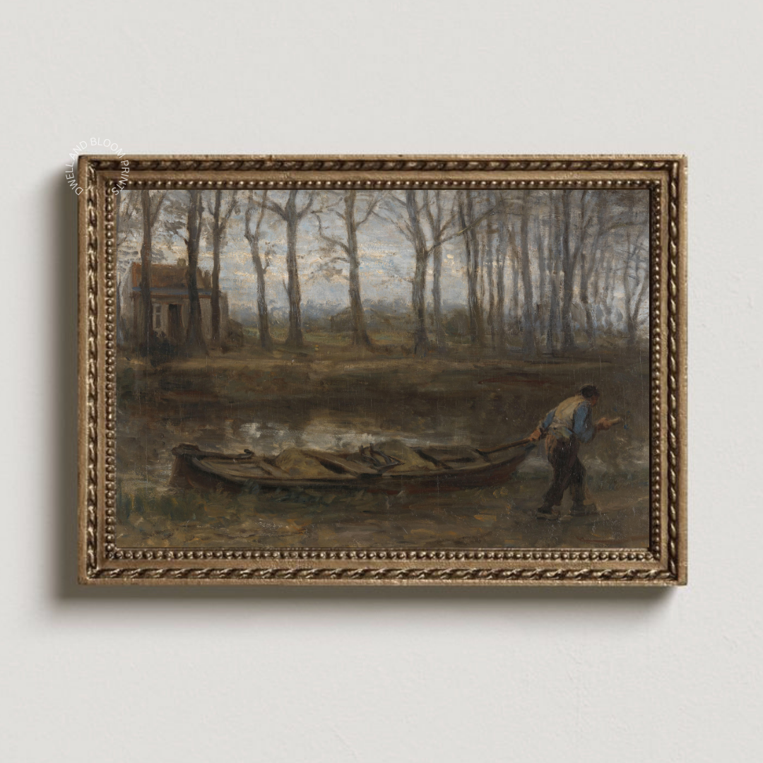 Vintage Landscape Painting | Moody Fall Landscape Art Print