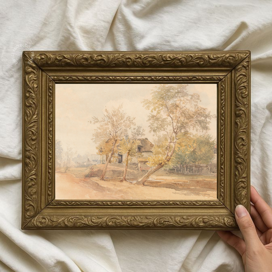 Vintage Fall Landscape Painting | Antique Autumn Landscape Art Print