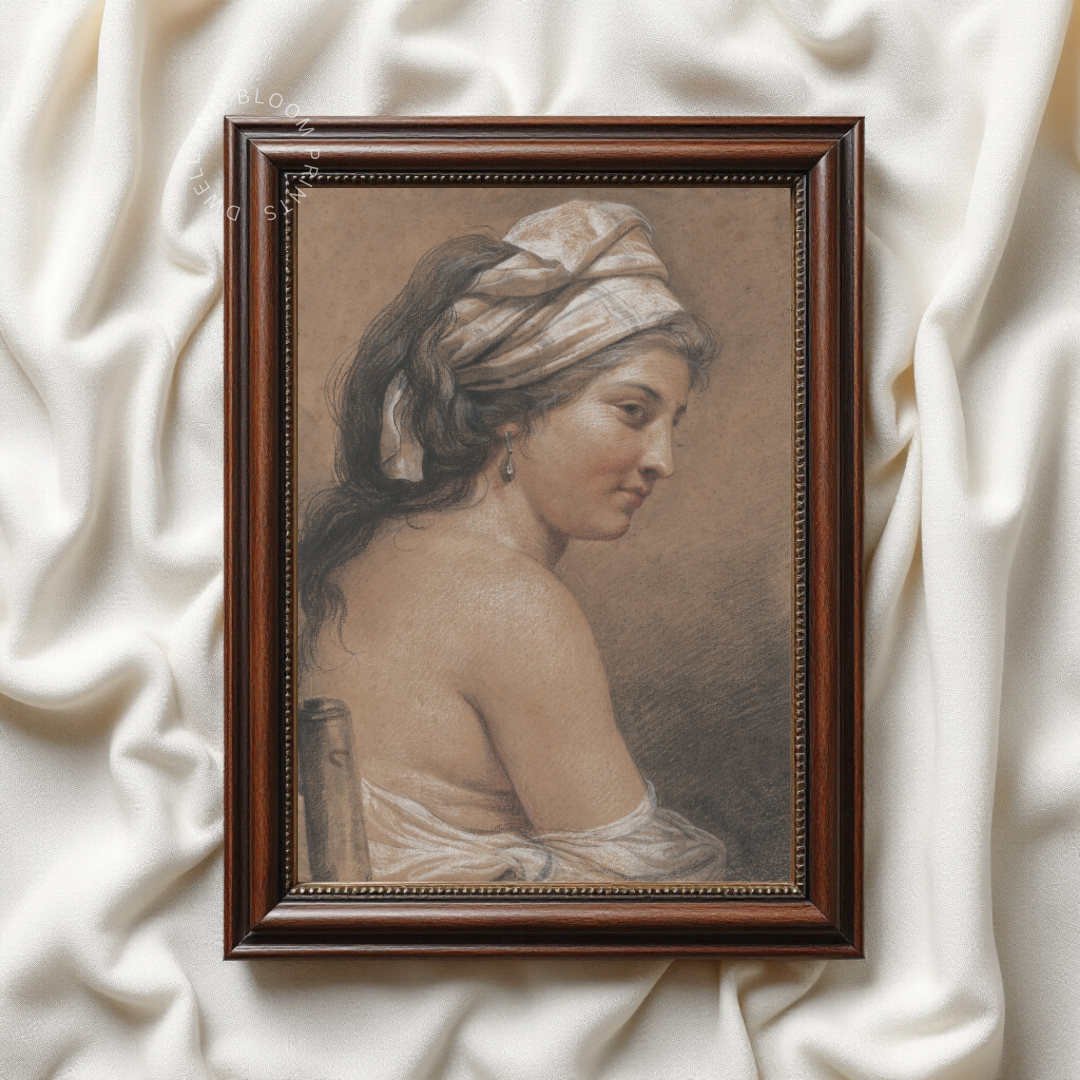 Antique Female Portrait Print | Vintage Farmhouse Wall Art