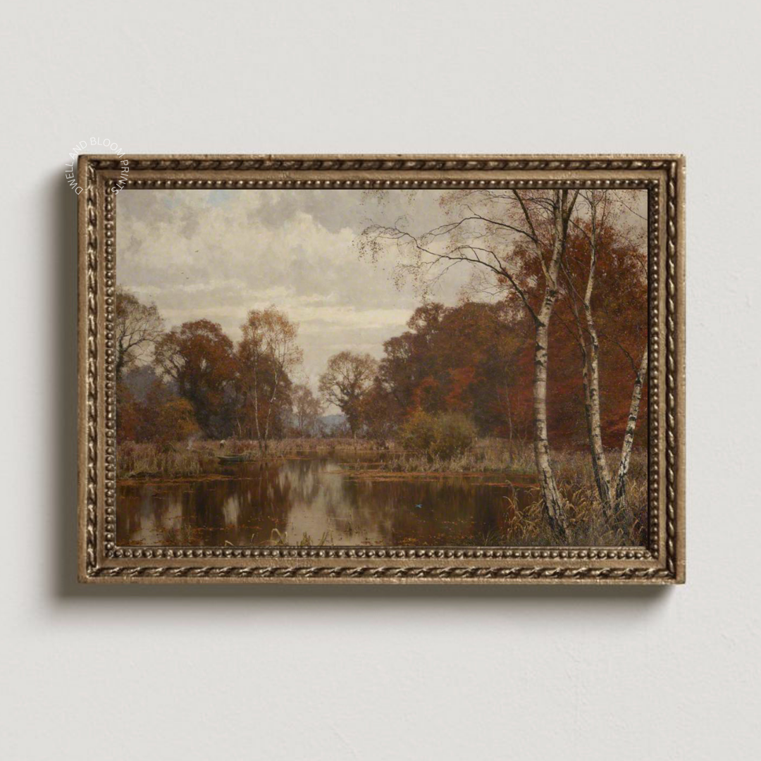 Vintage Autumn Landscape Painting | Vintage Fall Landscape Wall Art