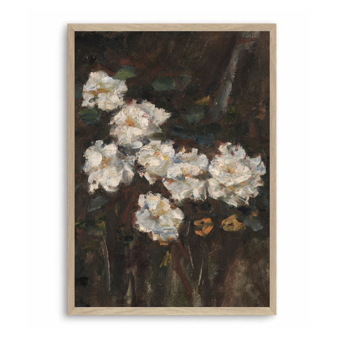Vintage Floral Still Life Painting | Moody Vintage Flower Wall Art