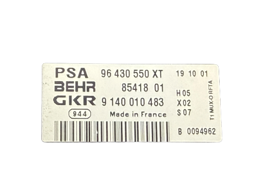 Commande de chauffage Peugeot 206CC 96430550XT