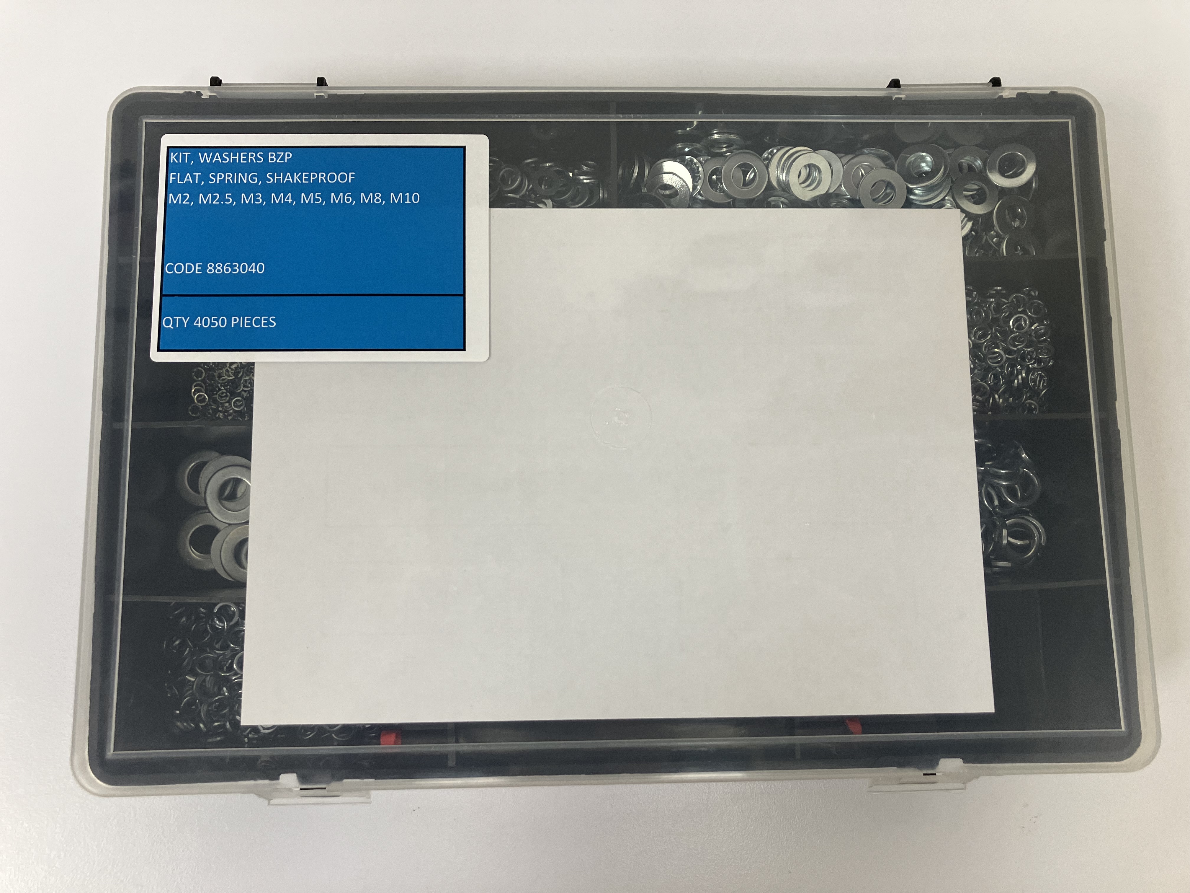 KIT FLAT, SPRING, SHAKEPROOF WASHERS BZP -  P/N 8863040 (4050 PIECES)