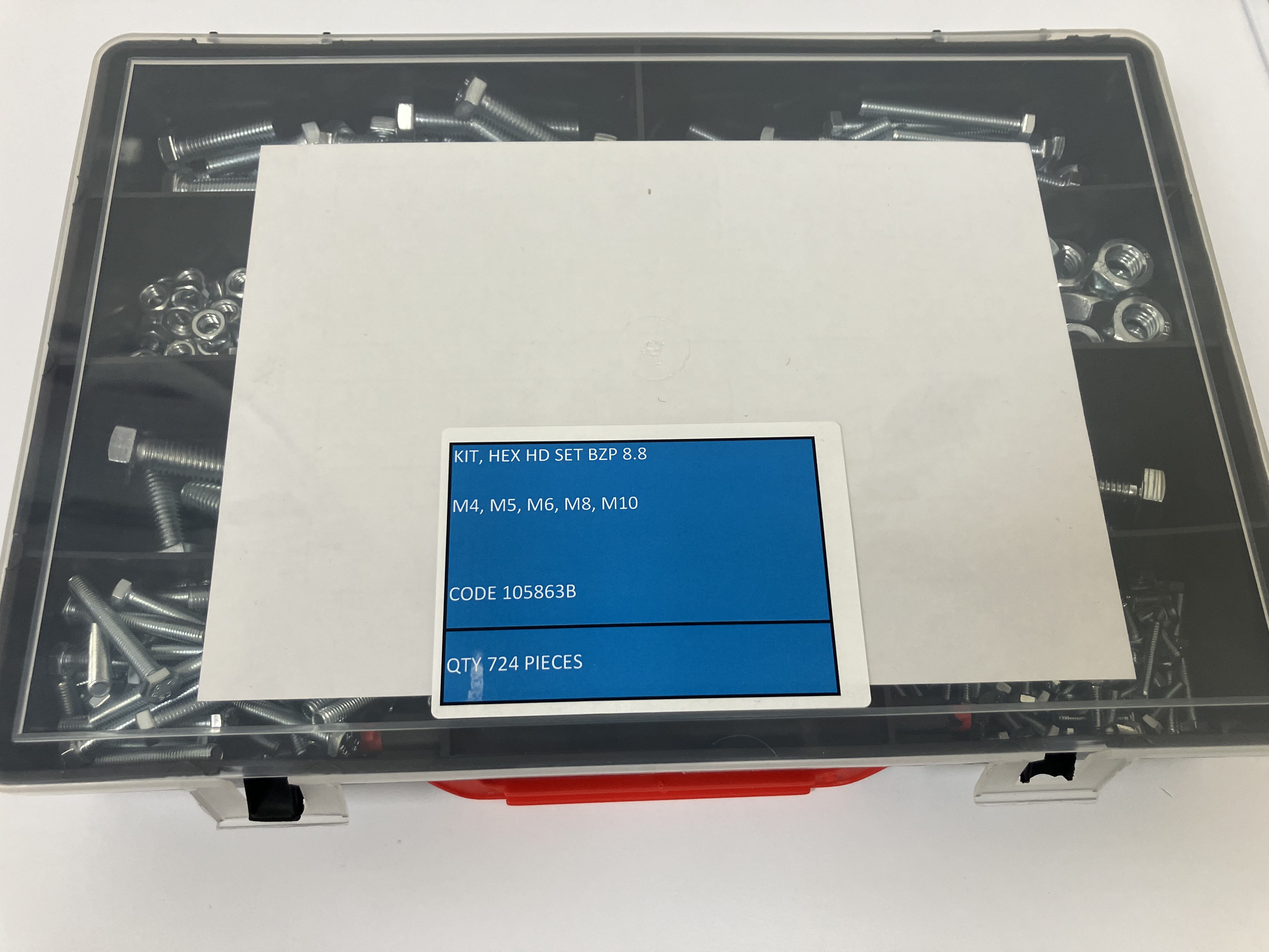 KIT METRIC HEX SETS 8.8 AND NUTS BZP (724 pieces) - P/N 105863B