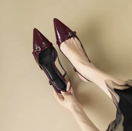 Maroon Pointed-Toe Flats