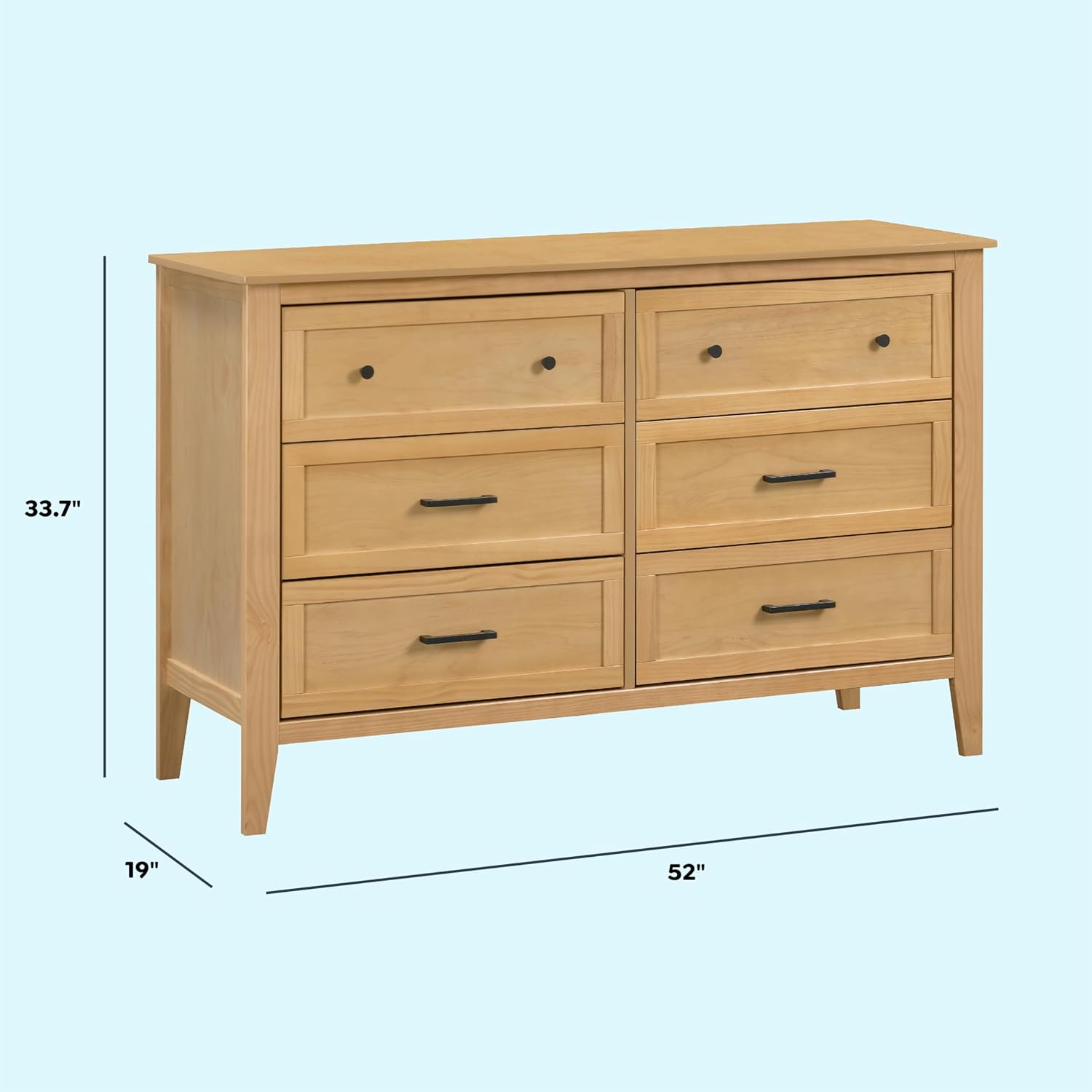 Beau 6-Drawer Dresser in Honey, GREENGUARD Gold Certified, Easy Assembly