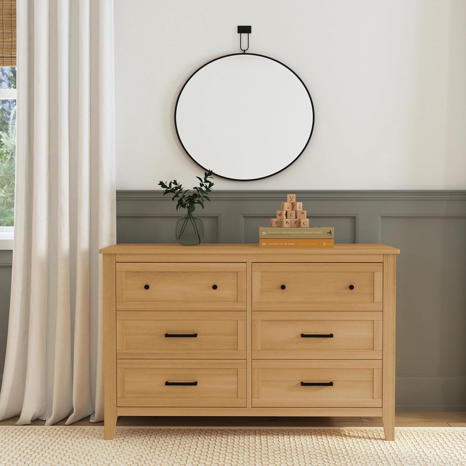 Beau 6-Drawer Dresser in Honey, GREENGUARD Gold Certified, Easy Assembly