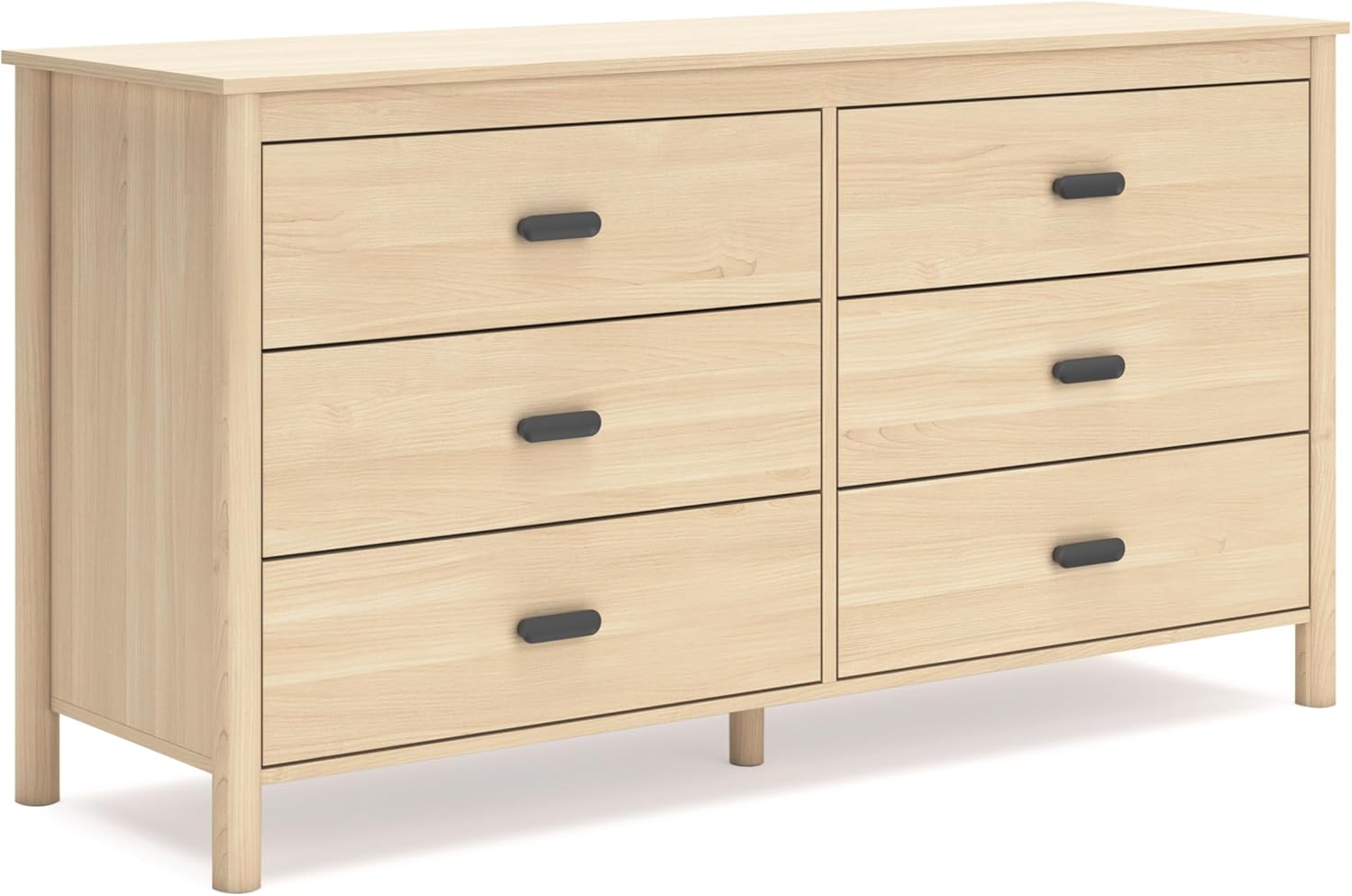 Cabinella Casual 6-Drawer Dresser with Safety Stop, Light Brown