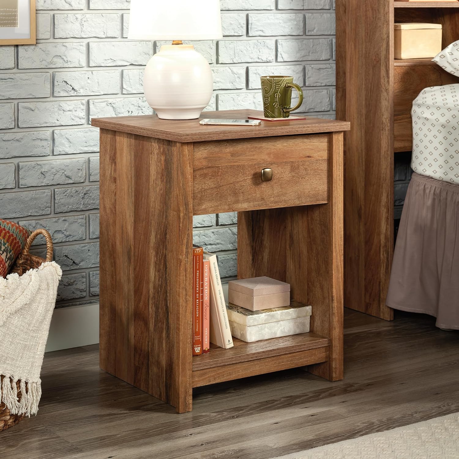 River Ranch Night Stand with Drawer, Farmhouse Nightstand, Sindoori Mango Finish