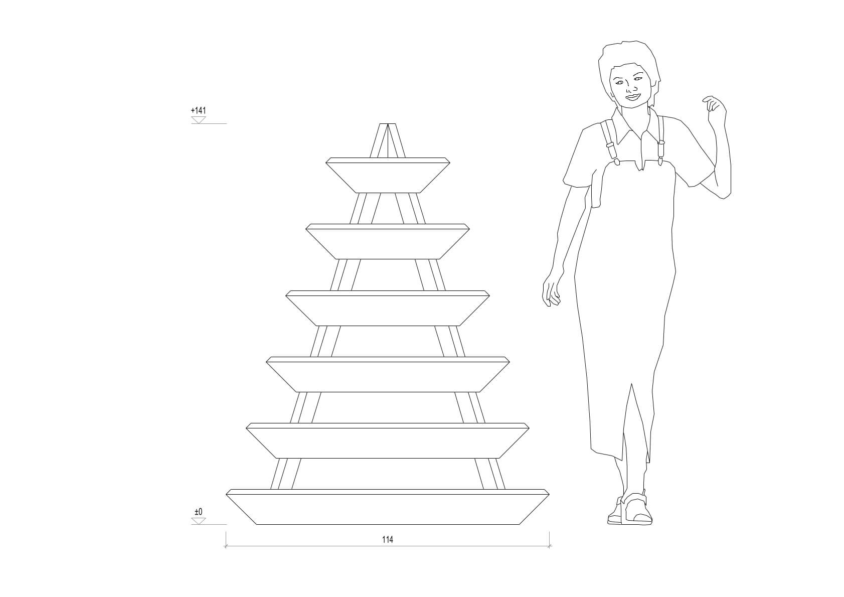 Jardinière en bois : Pyramide Végétale 1.15x1.42m