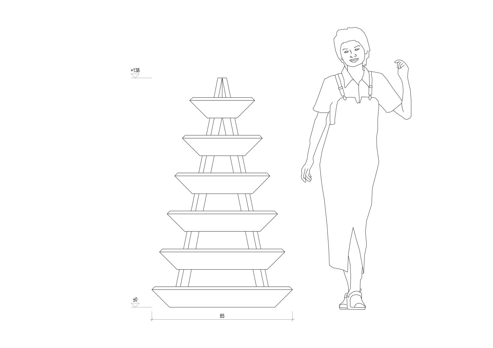 Jardinière en bois : Pyramide Végétale 0.85x1.4m
