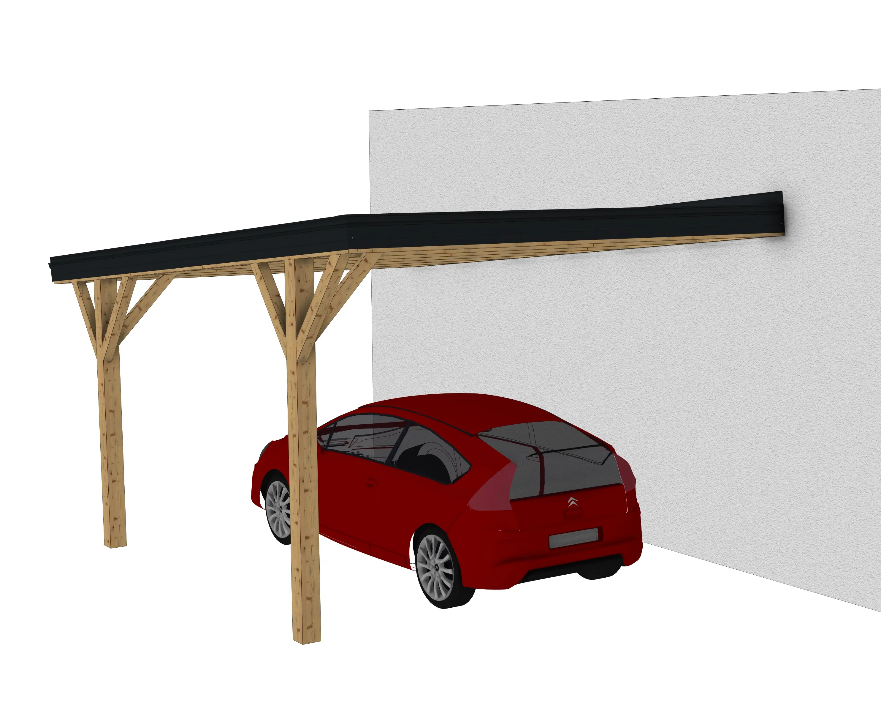 Plan carport bois : Le couvre toit mono adossé
