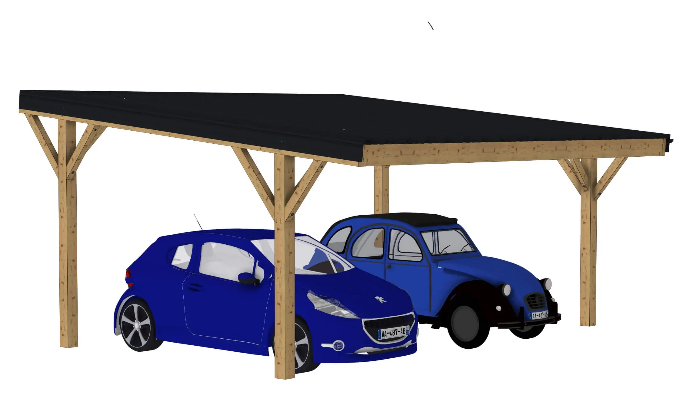 Plan carport bois : Le couvre toit duo