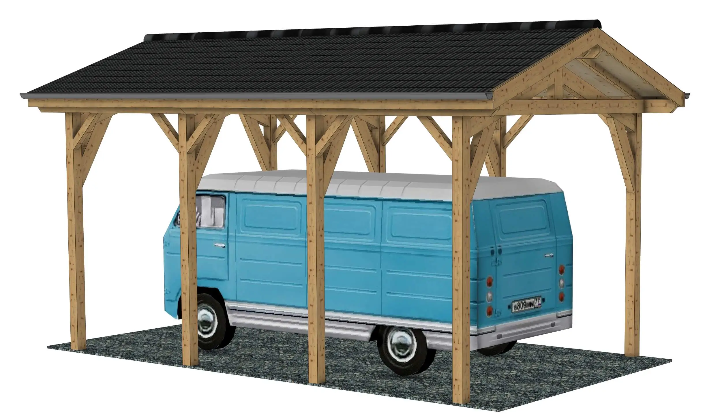Plan carport bois pour camping car : Le Belvédère