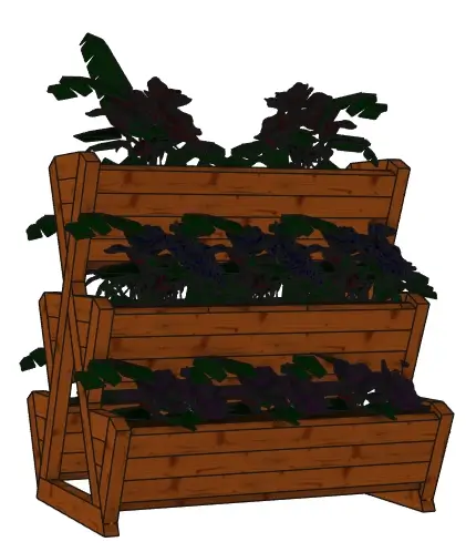 Plan jardinière verticale en bois 5 bacs : La Croisée Fleurie