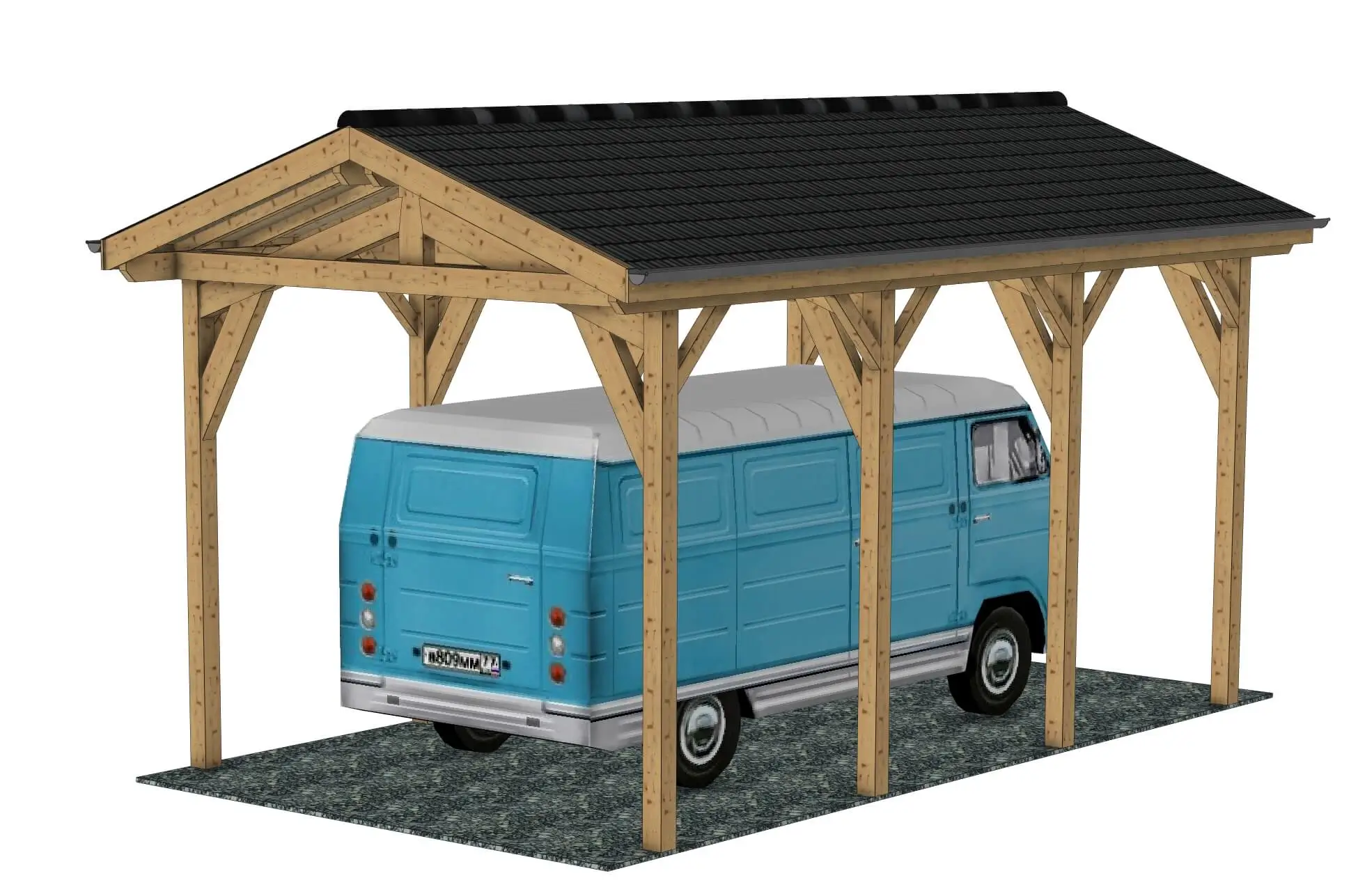 Plan carport bois pour camping car : Le Belvédère