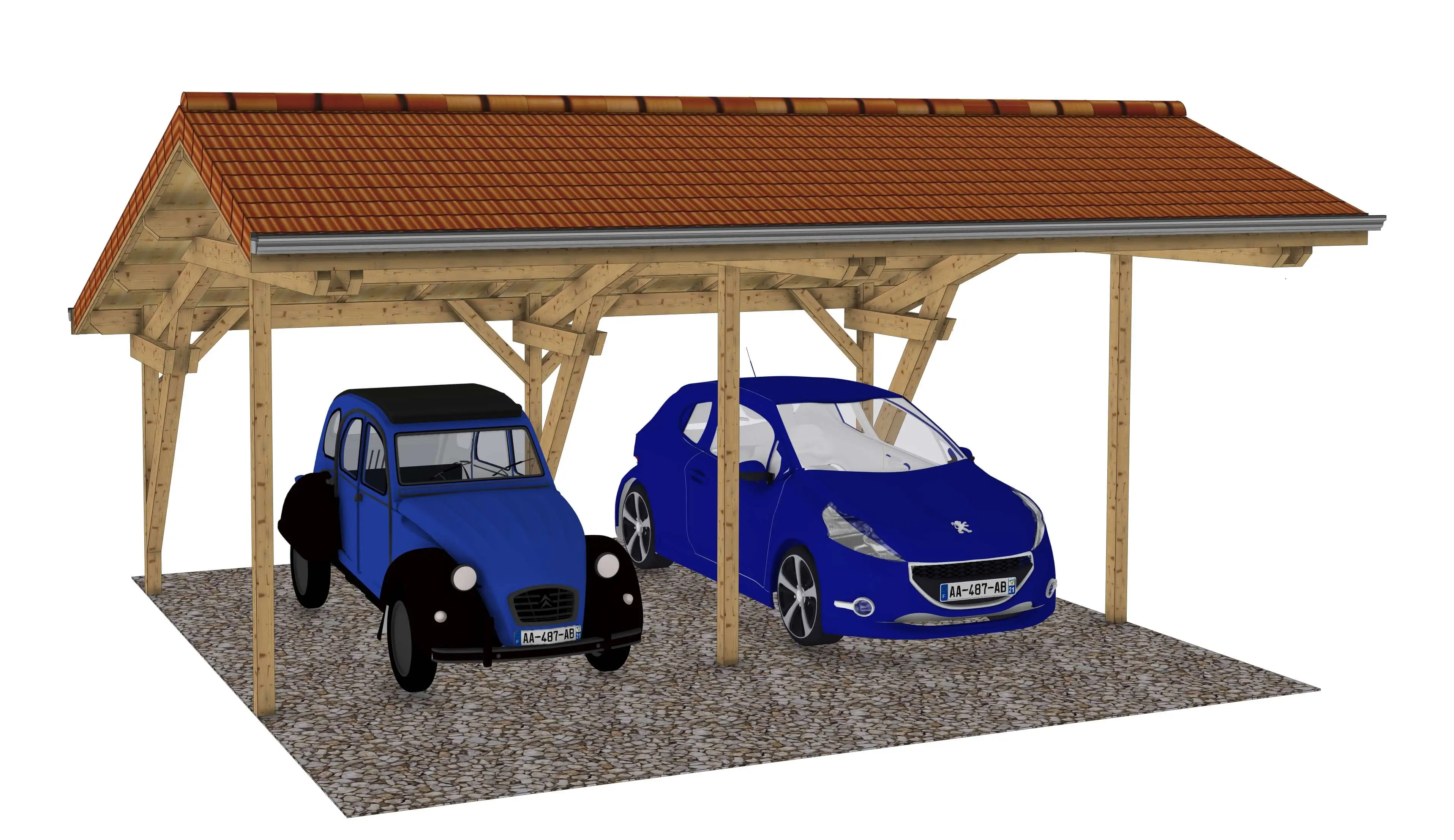 Plan carport bois : L'asymétrik Duo