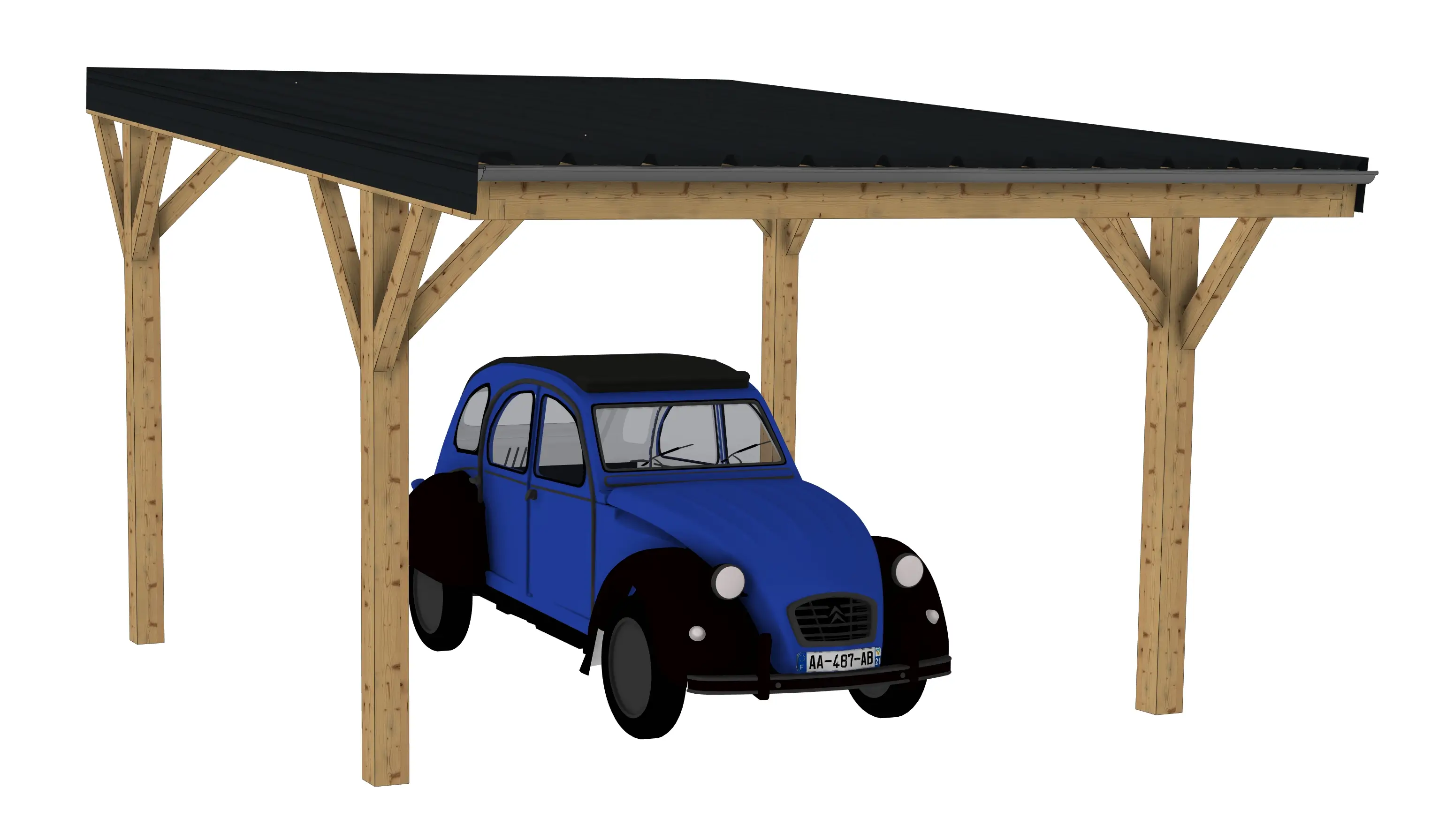 Plan carport bois : Le couvre toit mono