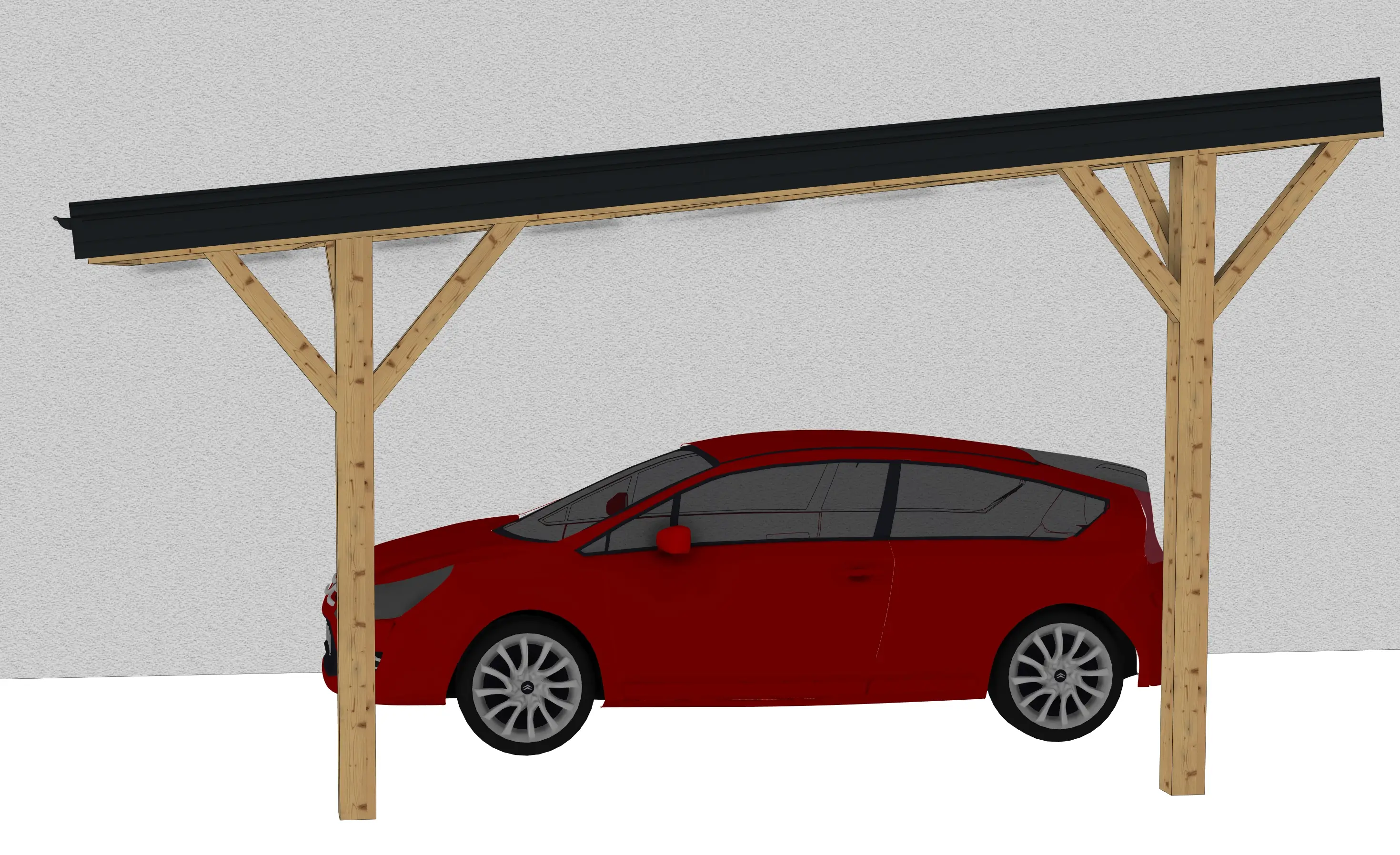 Plan carport bois : Le couvre toit mono adossé