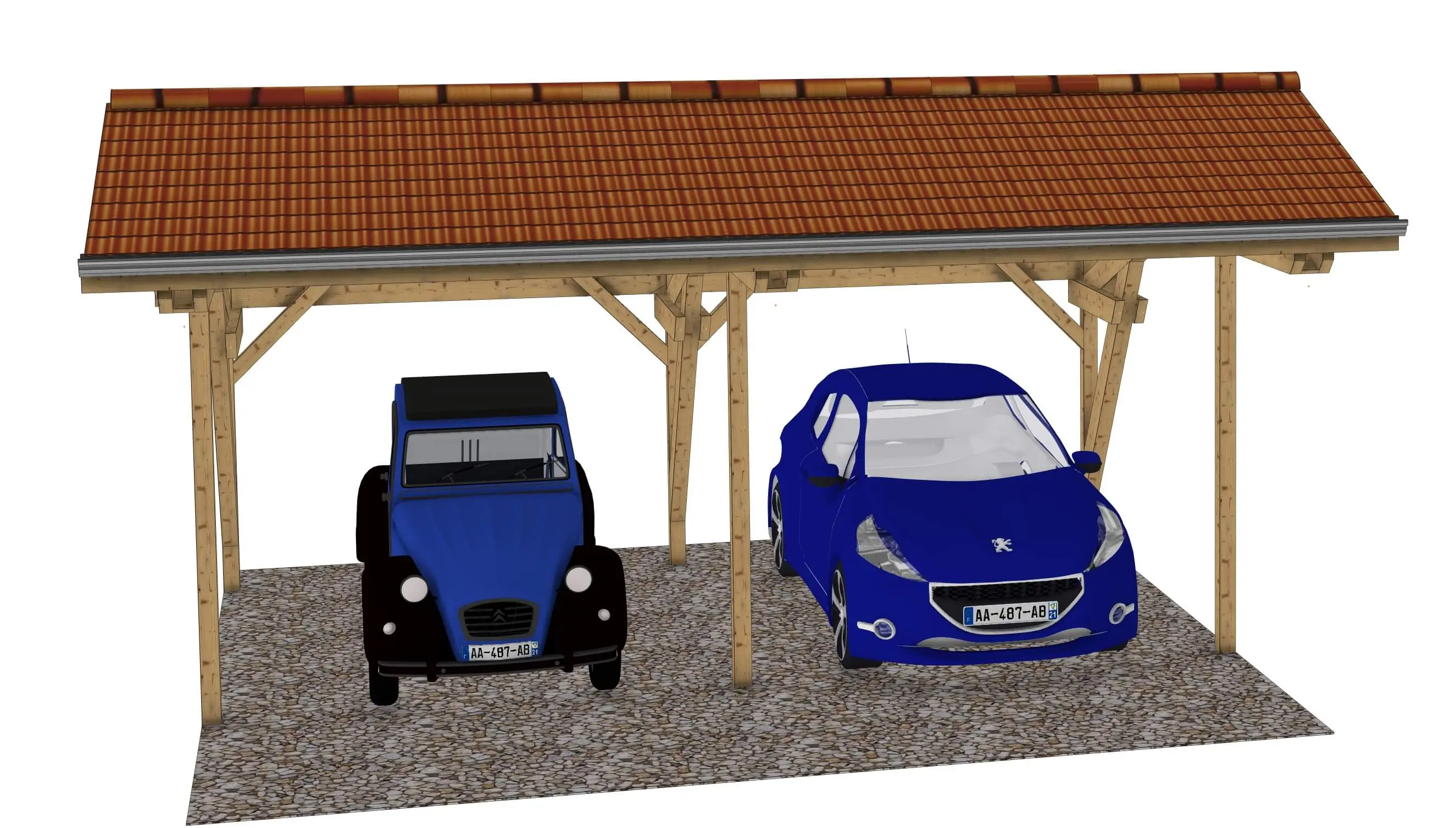Plan carport bois : L'asymétrik Duo