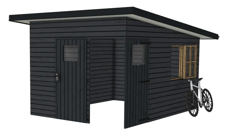 Plan abri de jardin 12 m² : L’Angle Ouvert