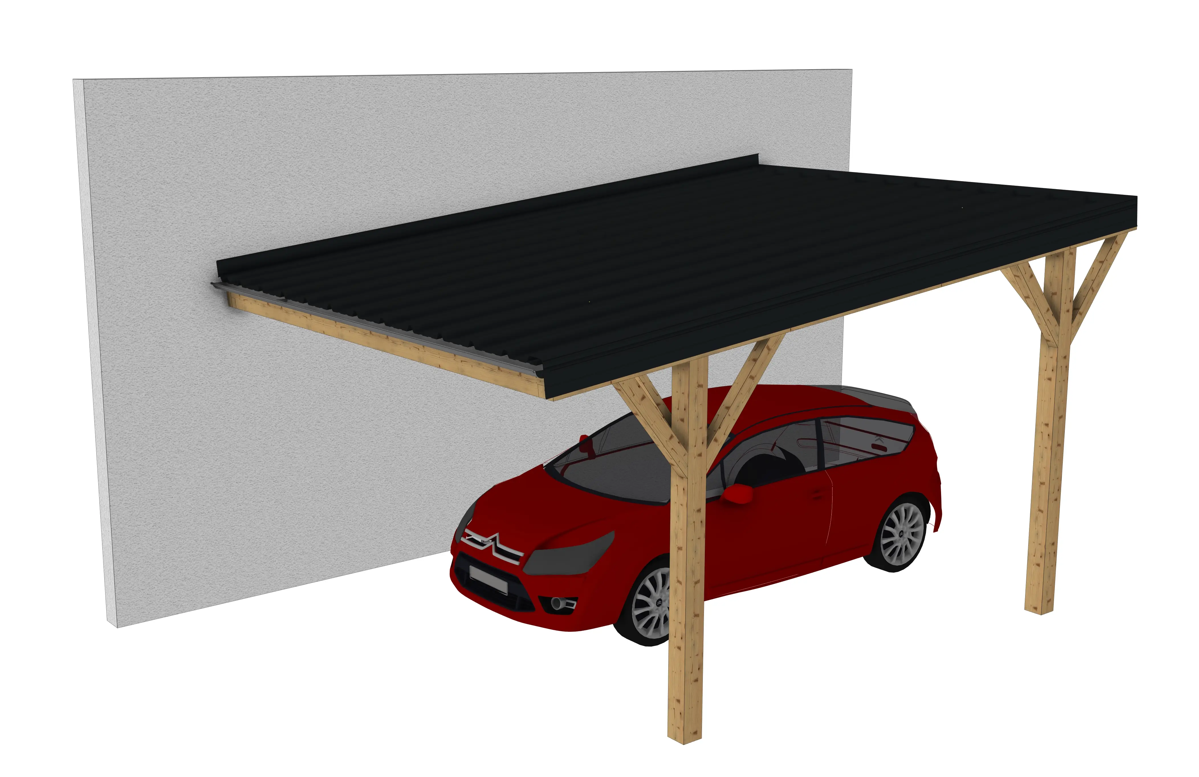 Plan carport bois : Le couvre toit mono adossé