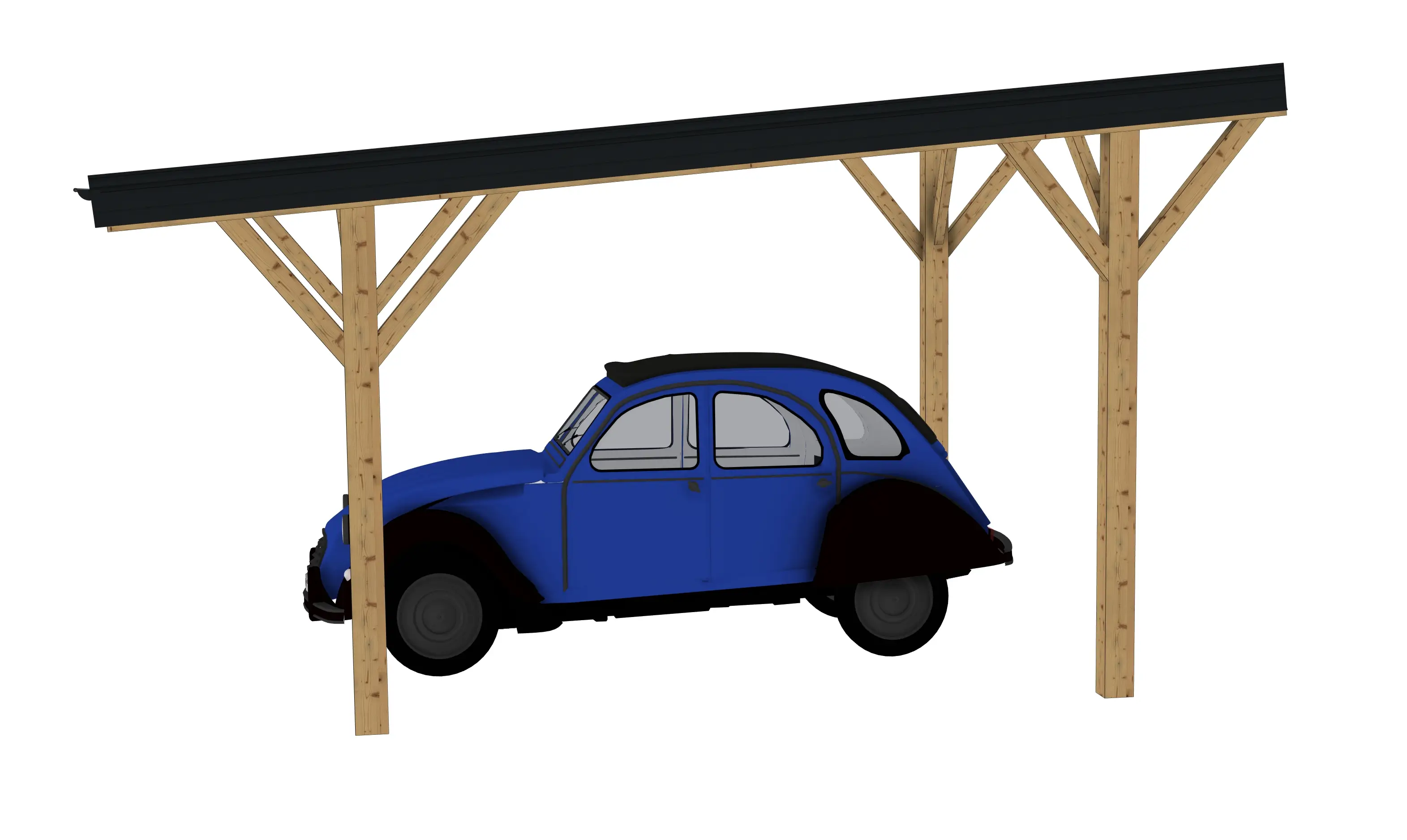 Plan carport bois : Le couvre toit mono