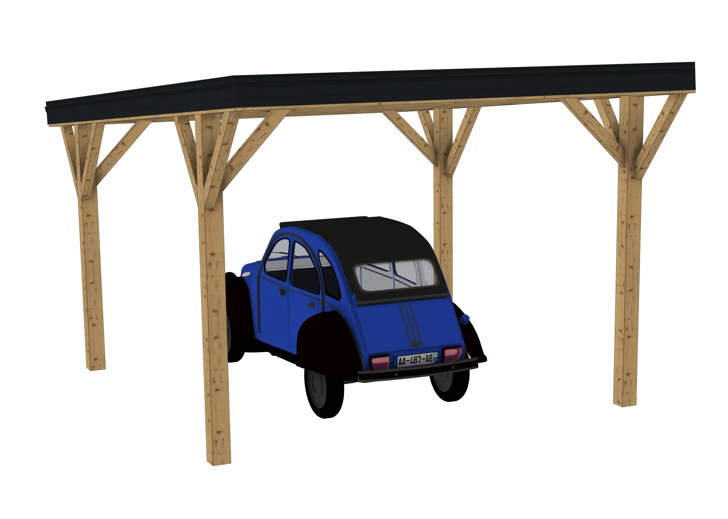 Plan carport bois : Le couvre toit mono
