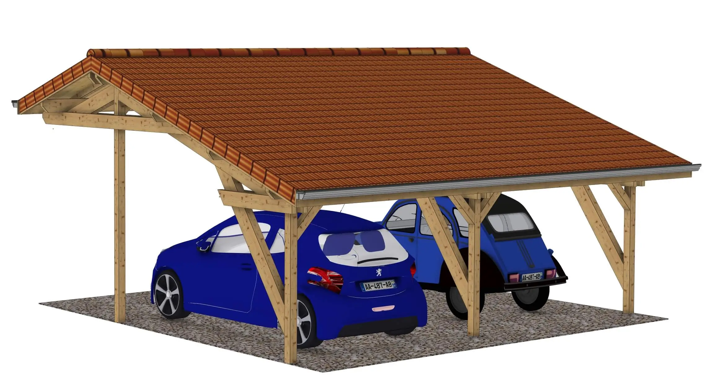 Plan carport bois : L'asymétrik Duo