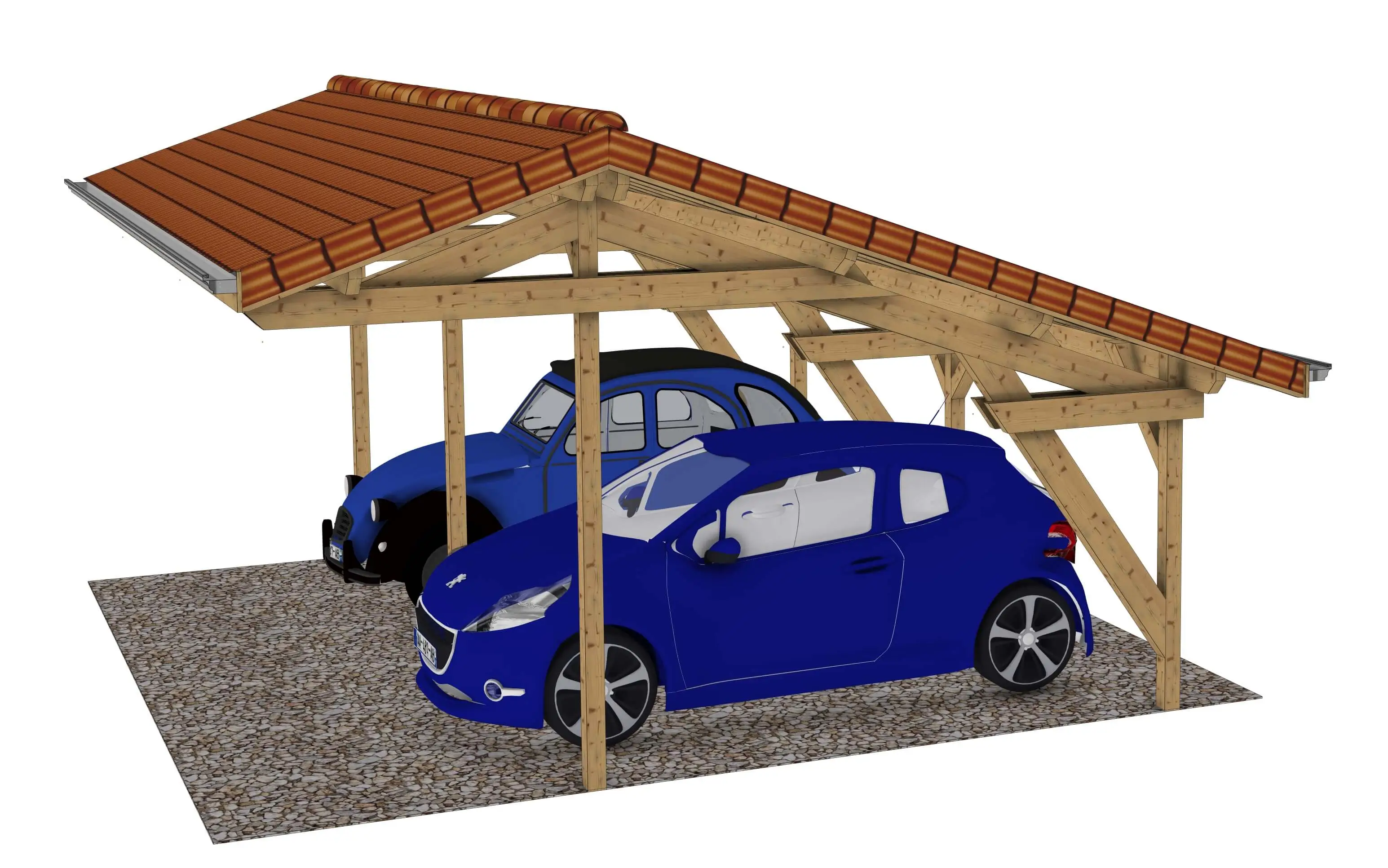 Plan carport bois : L'asymétrik Duo