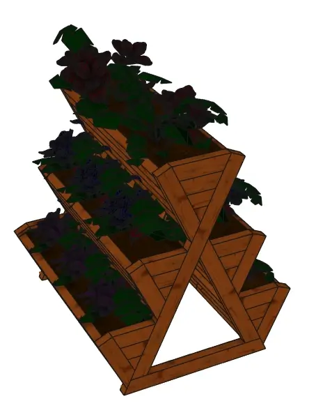 Plan jardinière verticale en bois 5 bacs : La Croisée Fleurie