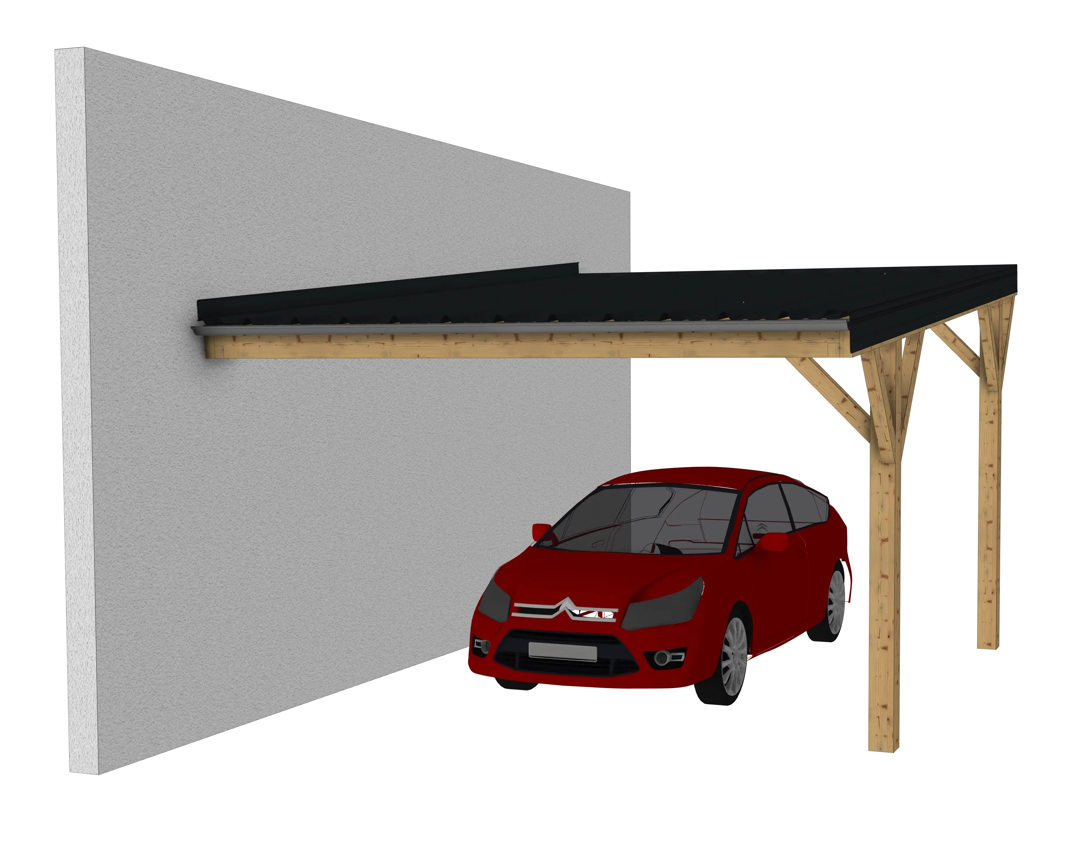 Plan carport bois : Le couvre toit mono adossé
