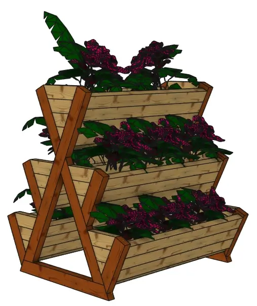 Plan jardinière verticale en bois 5 bacs : La Croisée Fleurie