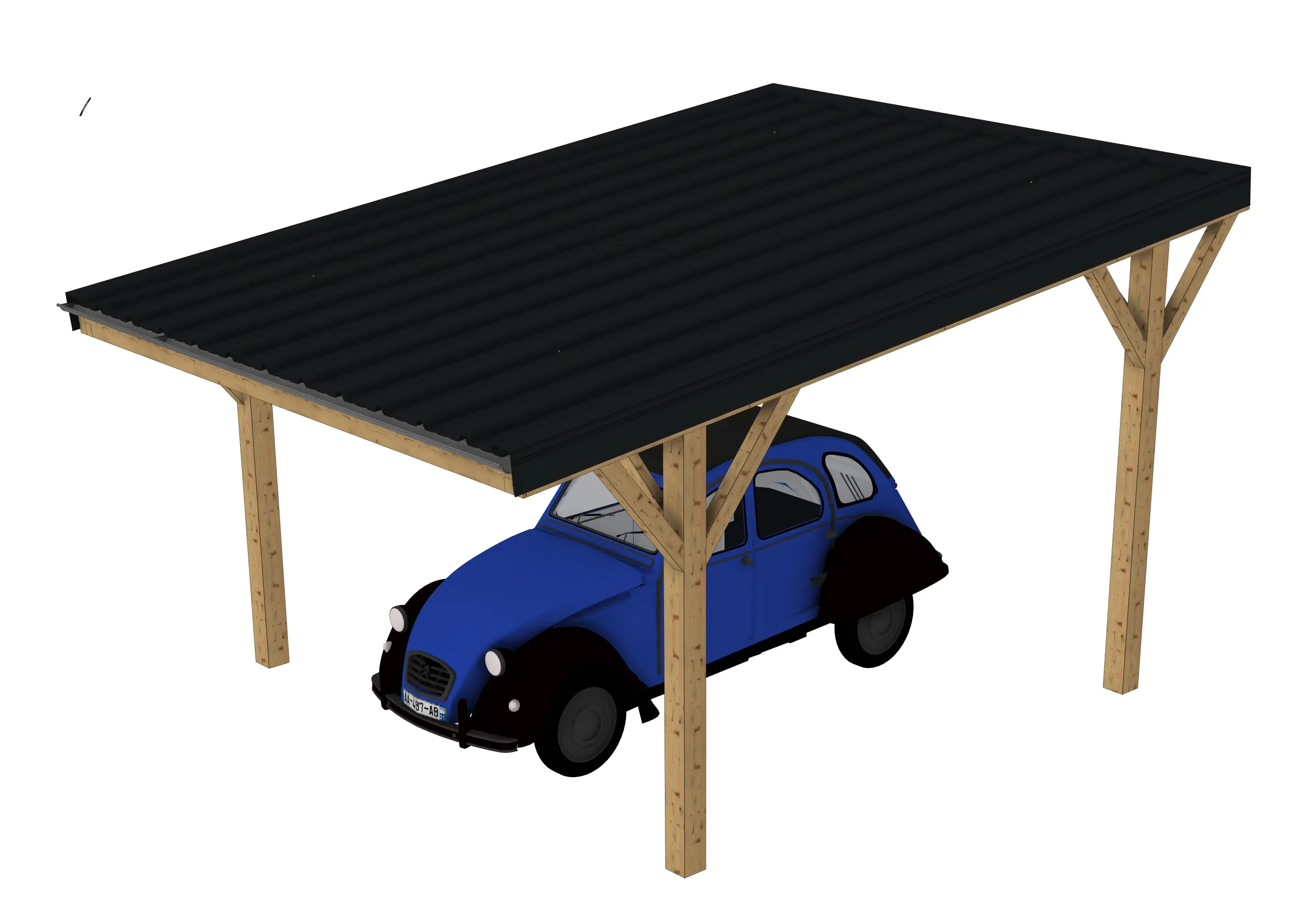 Plan carport bois : Le couvre toit mono