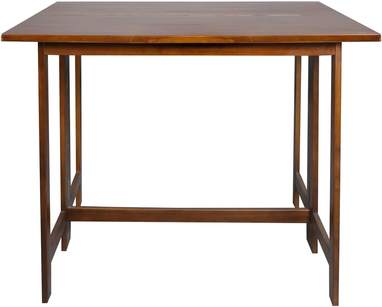 Solid Wood Flip-Top Folding Console to Dining Convertible Table