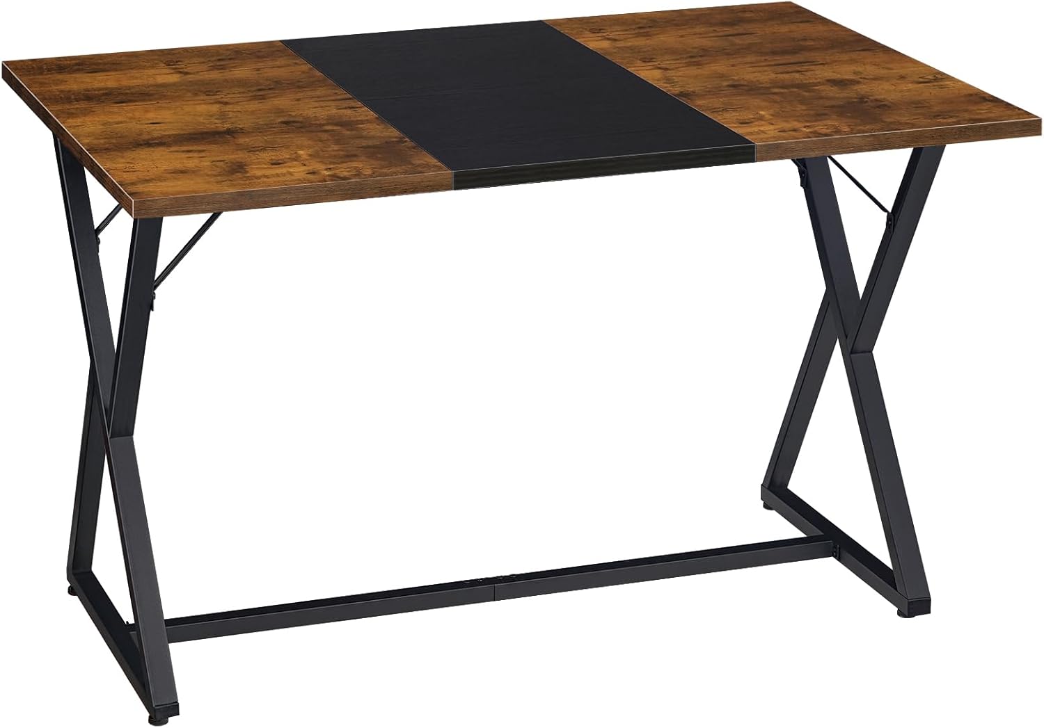 47''Dining Table, Kitchen Dining Table for 4, Wooden Kitchen&Dining Room Table, Industrial Style Table, Rectangular Dining Table for Home, Kitchen, Office, Rustic Brown and Black 