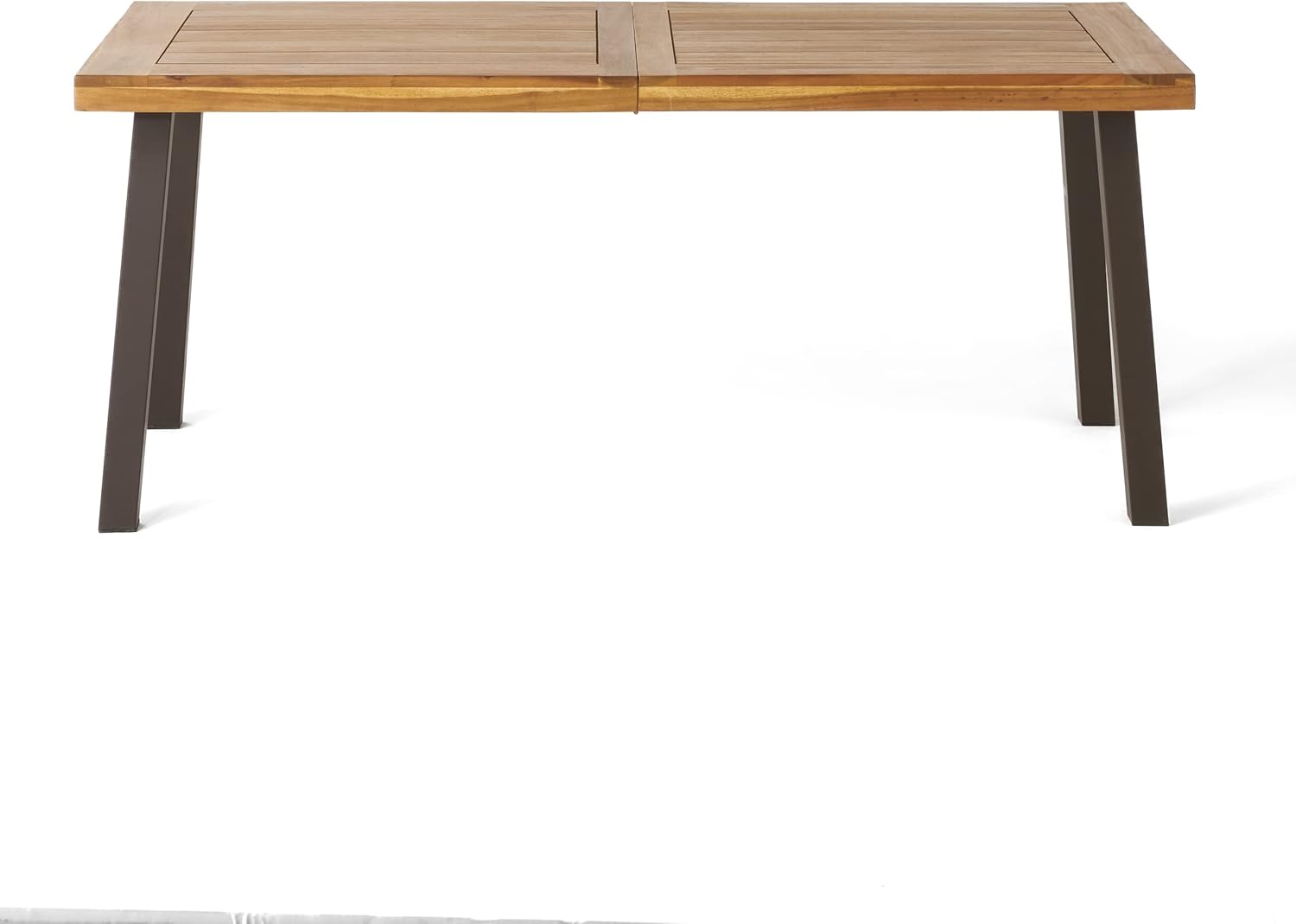 Indoor Industrial Rectangular Acacia Wood Dining Table for Kitchen, Dining Room-Natural Stained+Rustic Metal