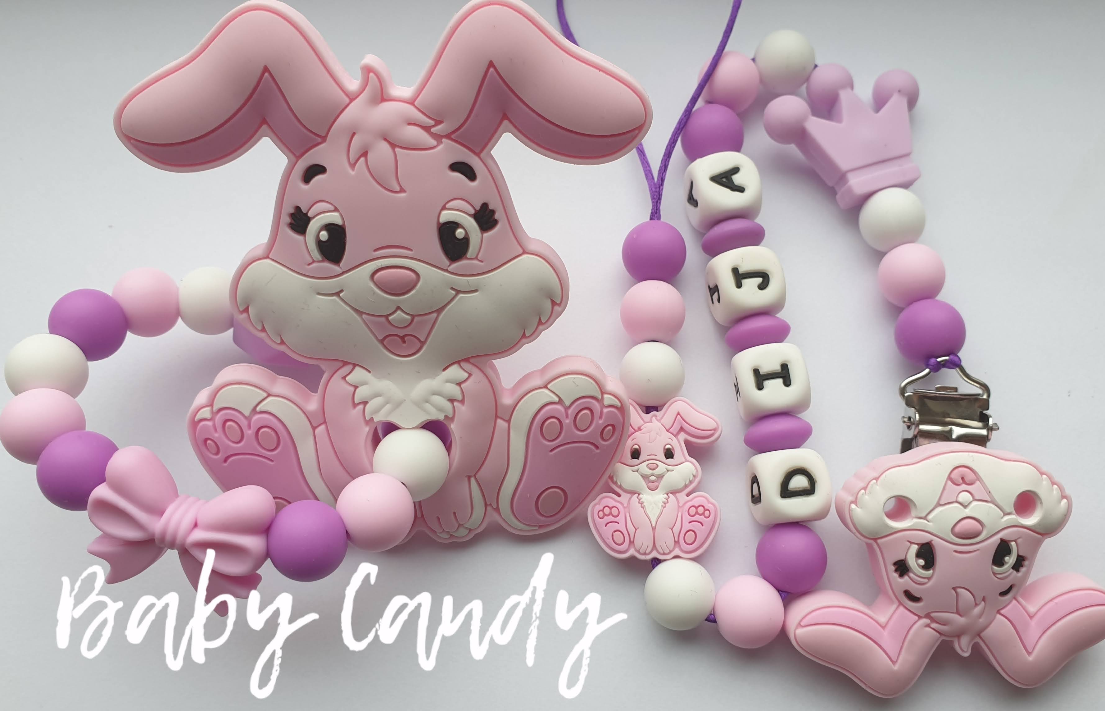 Baby Candy čiulptuko laikiklis ir kramtukas su apyranke