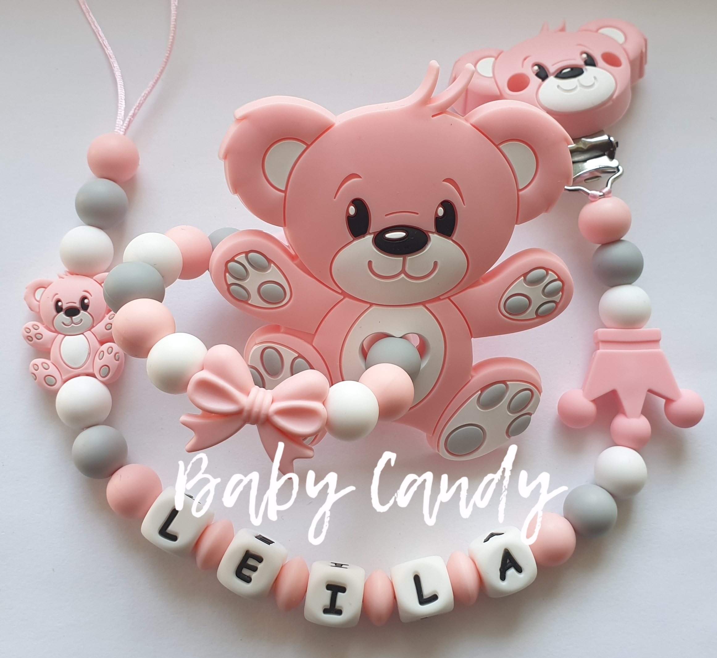 Baby Candy čiulptuko laikiklis ir kramtukas su apyranke