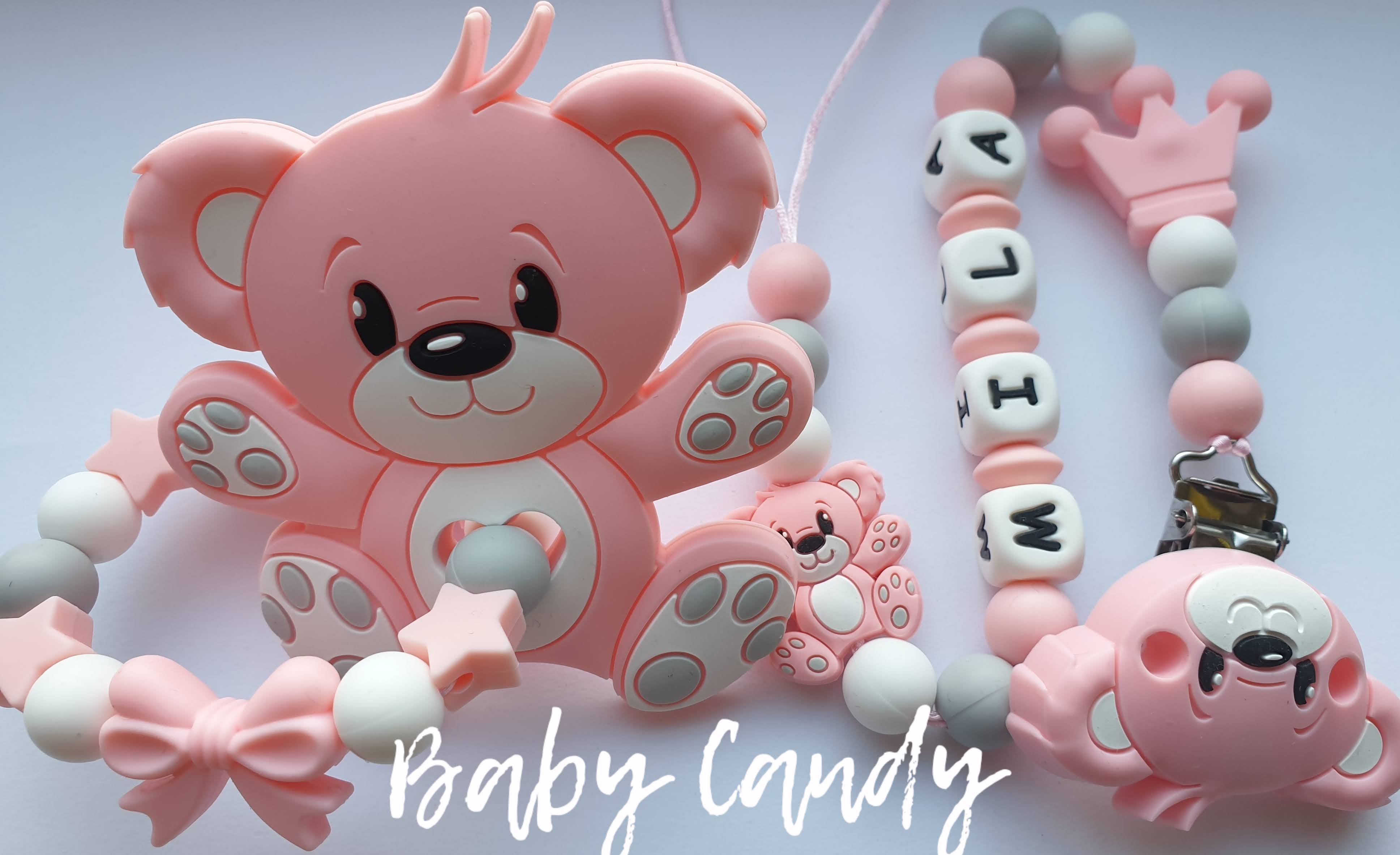 Baby Candy čiulptuko laikiklis ir kramtukas su apyranke