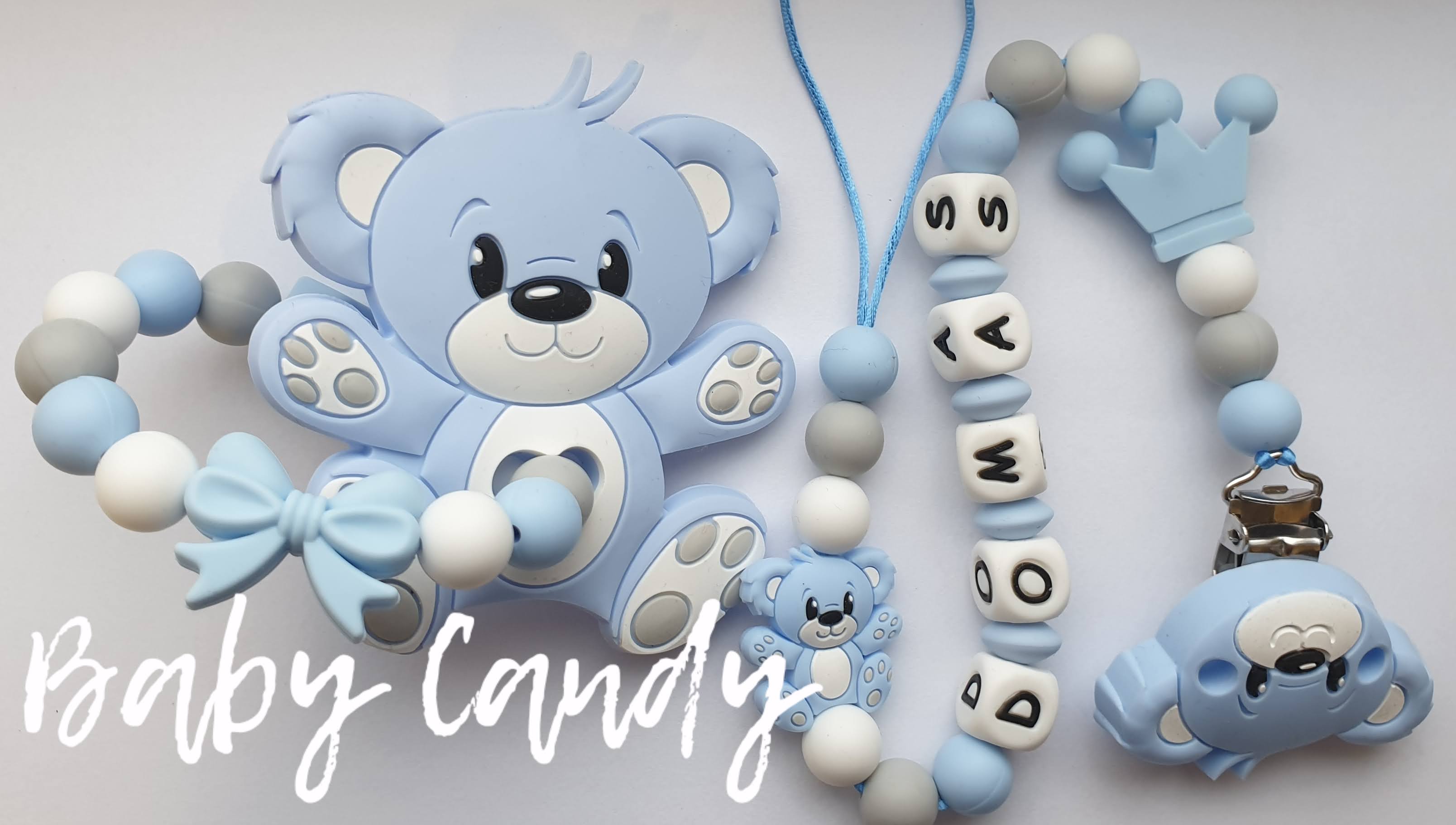 Baby Candy čiulptuko laikiklis ir kramtukas su apyranke