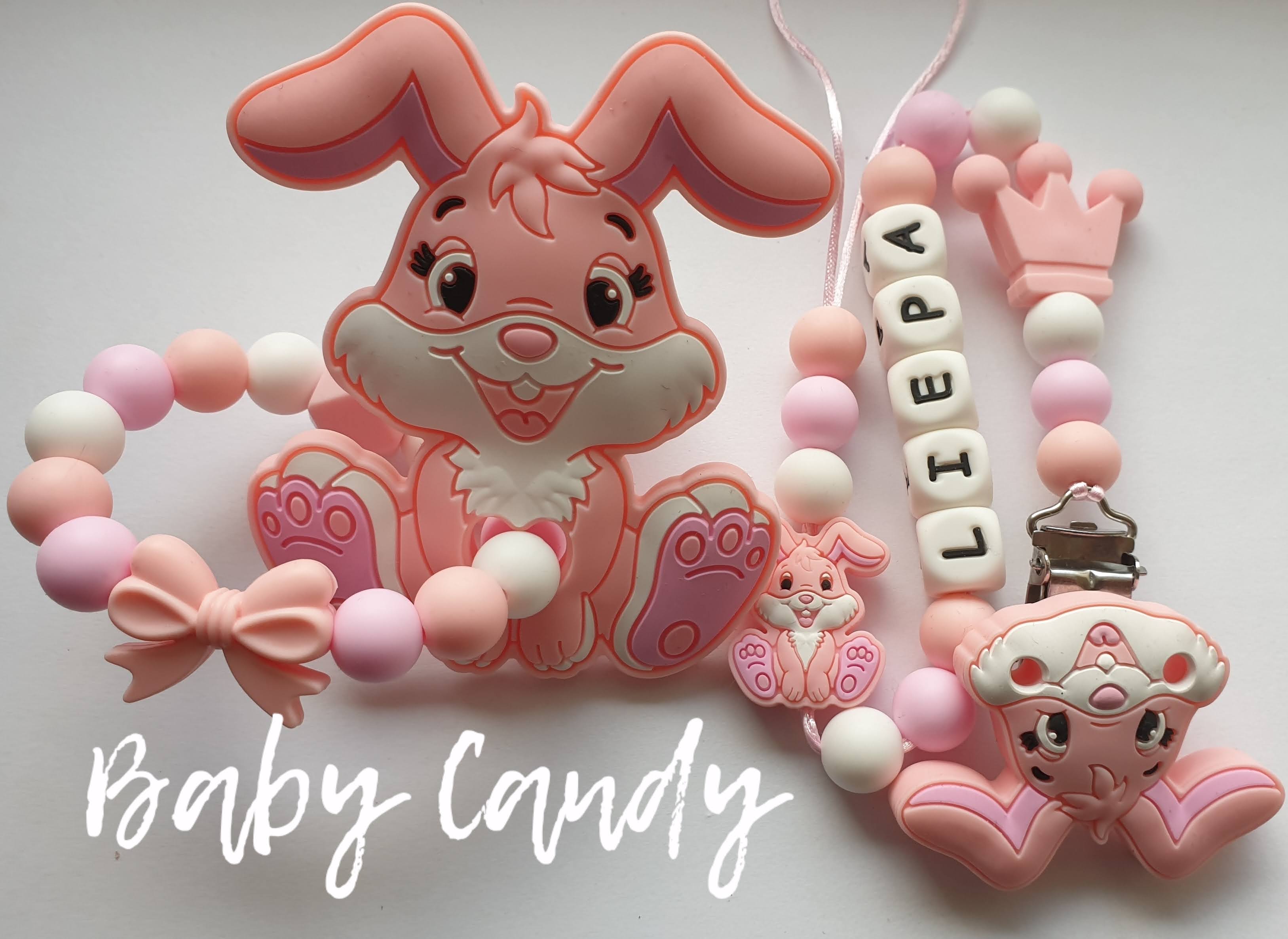 Baby Candy čiulptuko laikiklis ir kramtukas su apyranke