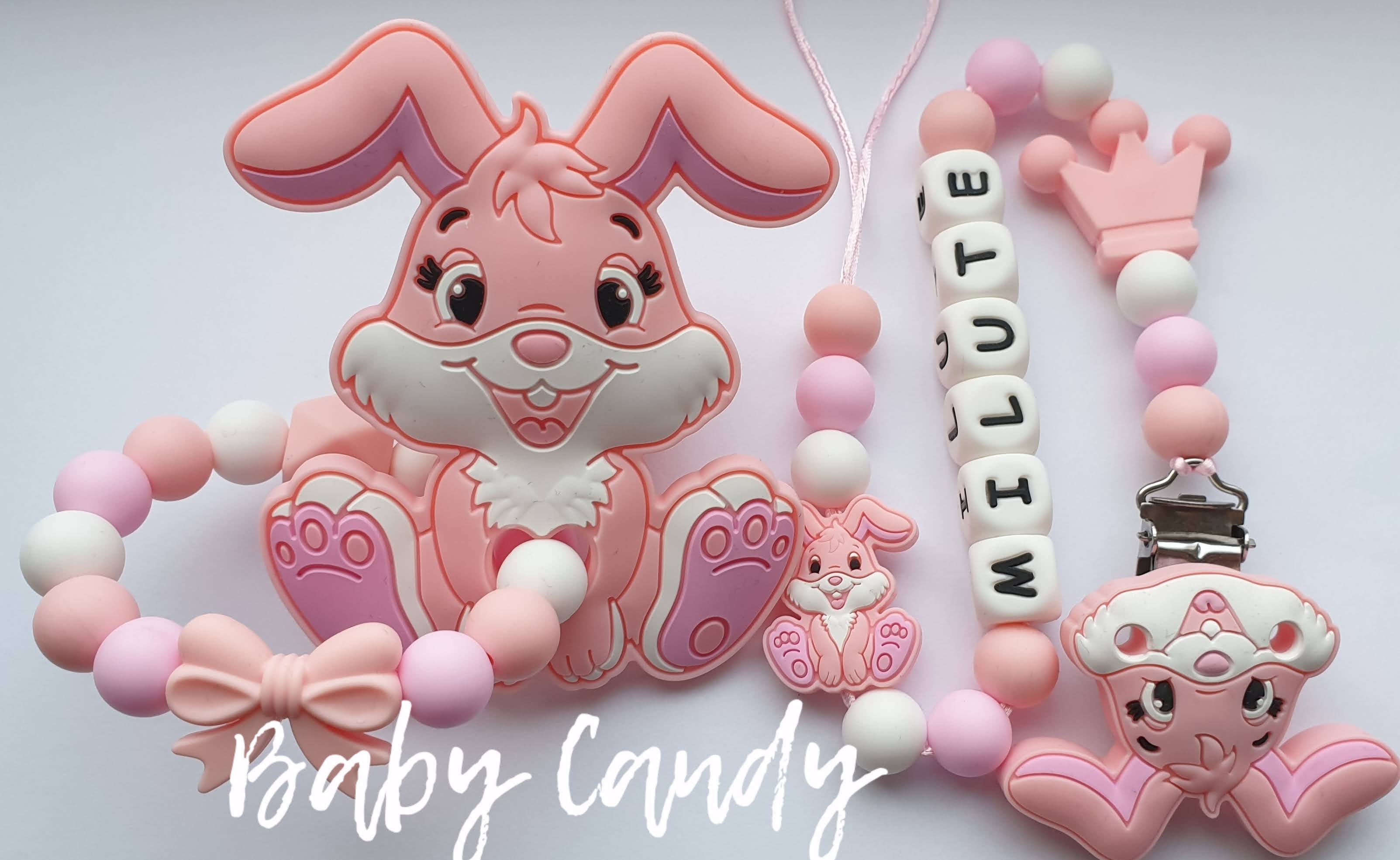 Baby Candy čiulptuko laikiklis ir kramtukas su apyranke