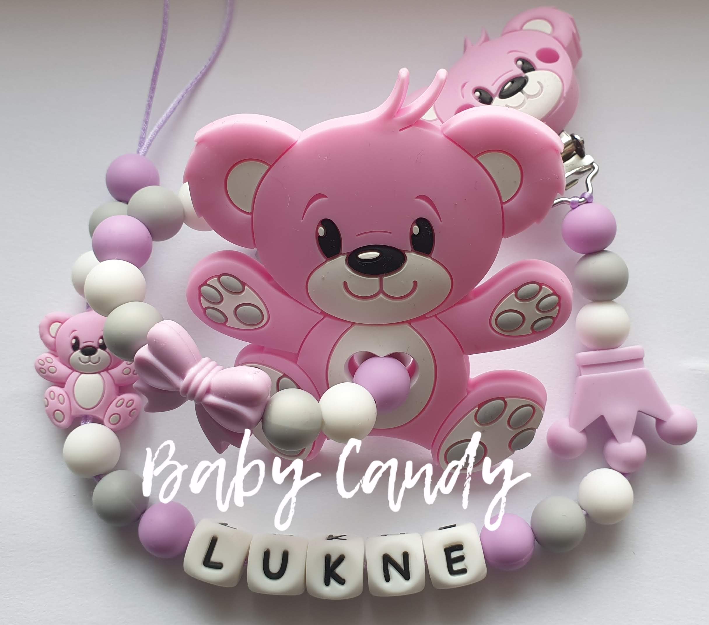Baby Candy čiulptuko laikiklis ir kramtukas su apyranke