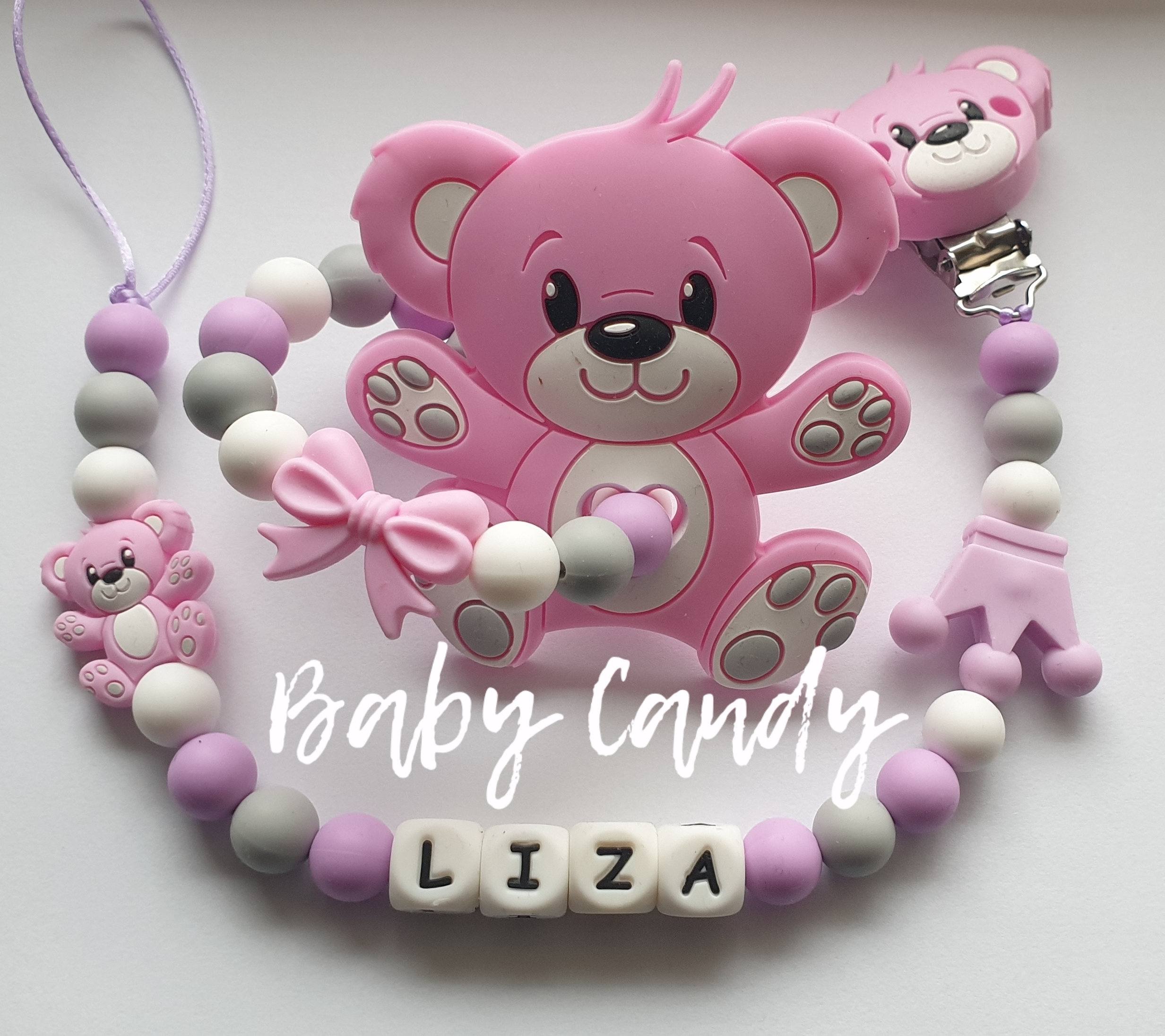Baby Candy čiulptuko laikiklis ir kramtukas su apyranke