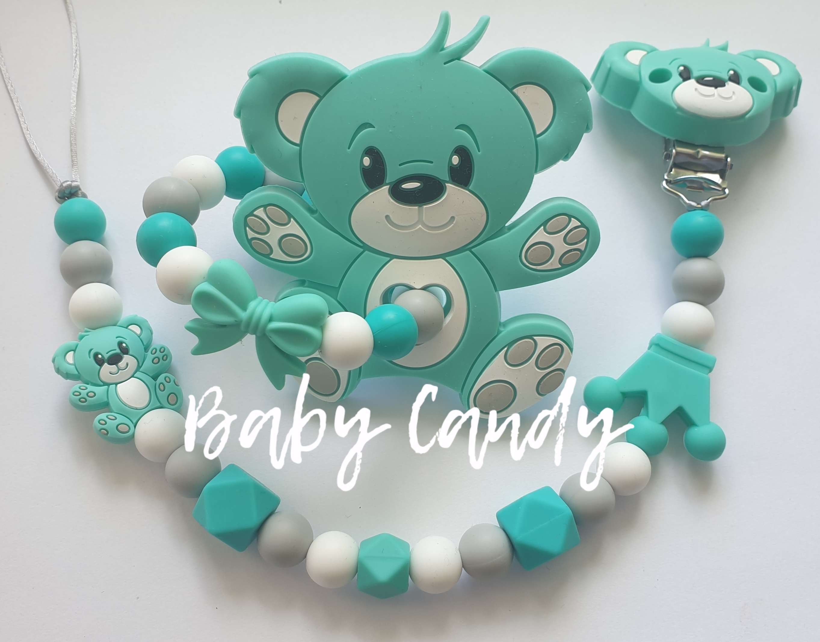 Baby Candy čiulptuko laikiklis ir kramtukas su apyranke